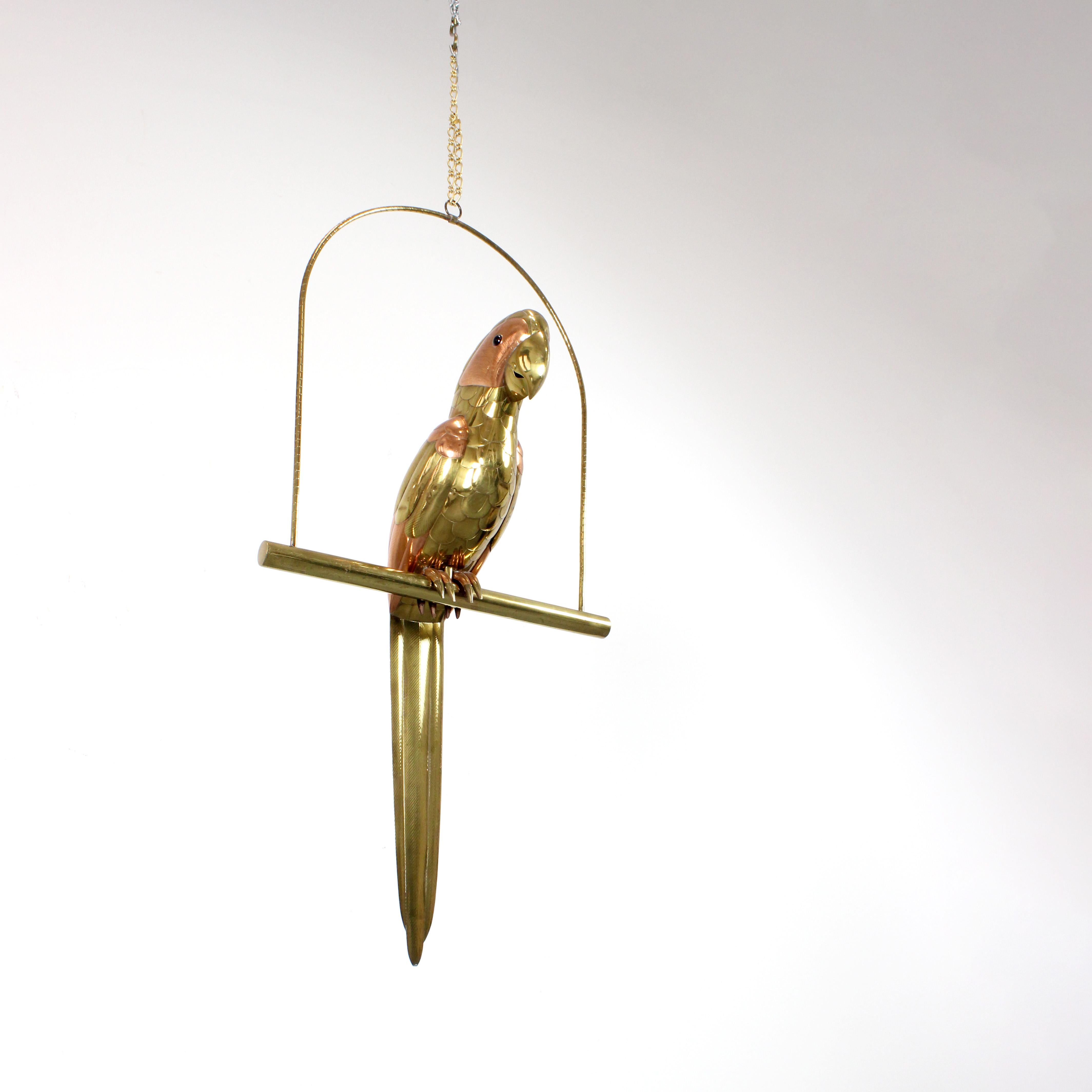 Brass and copper parrot with glass eyes - Sergio Bustamante - Mexico - c. 1970 im Angebot 4