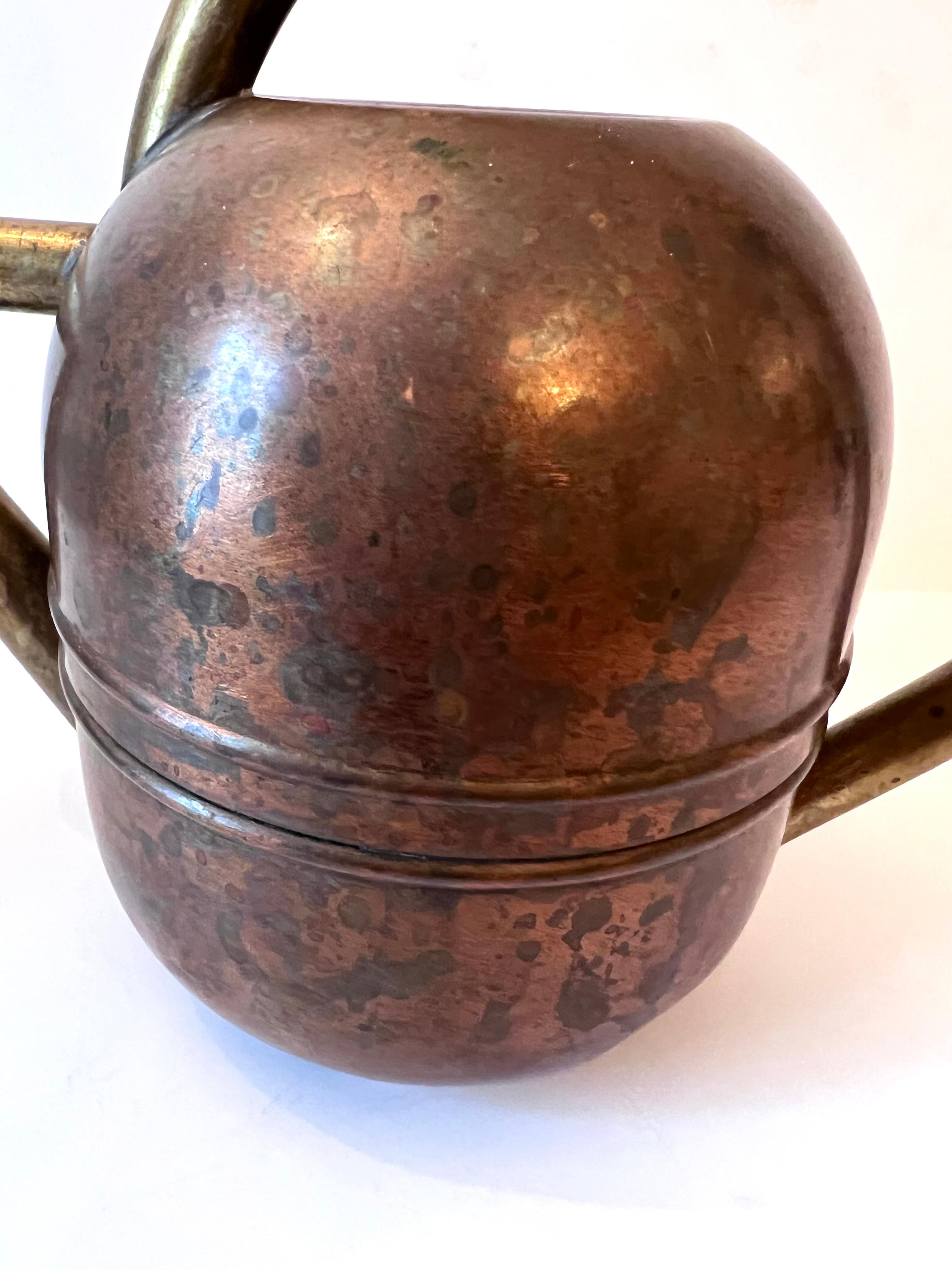 20th Century Brass and Copper Patinated Chase Garden Plant Watering Can For Sale
