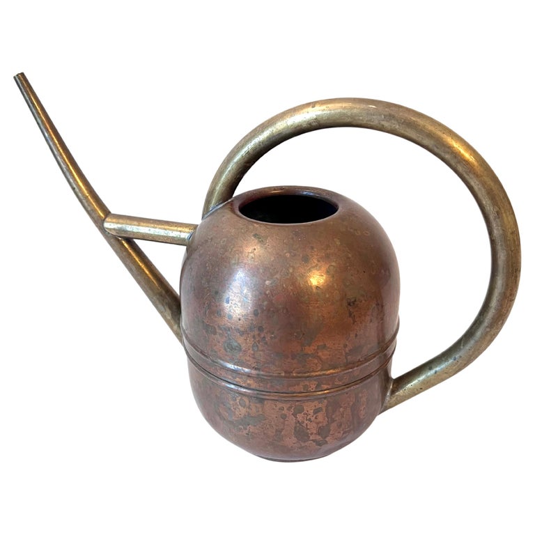 Brass and Copper Patinated Chase Garden Plant Watering Can For Sale at
