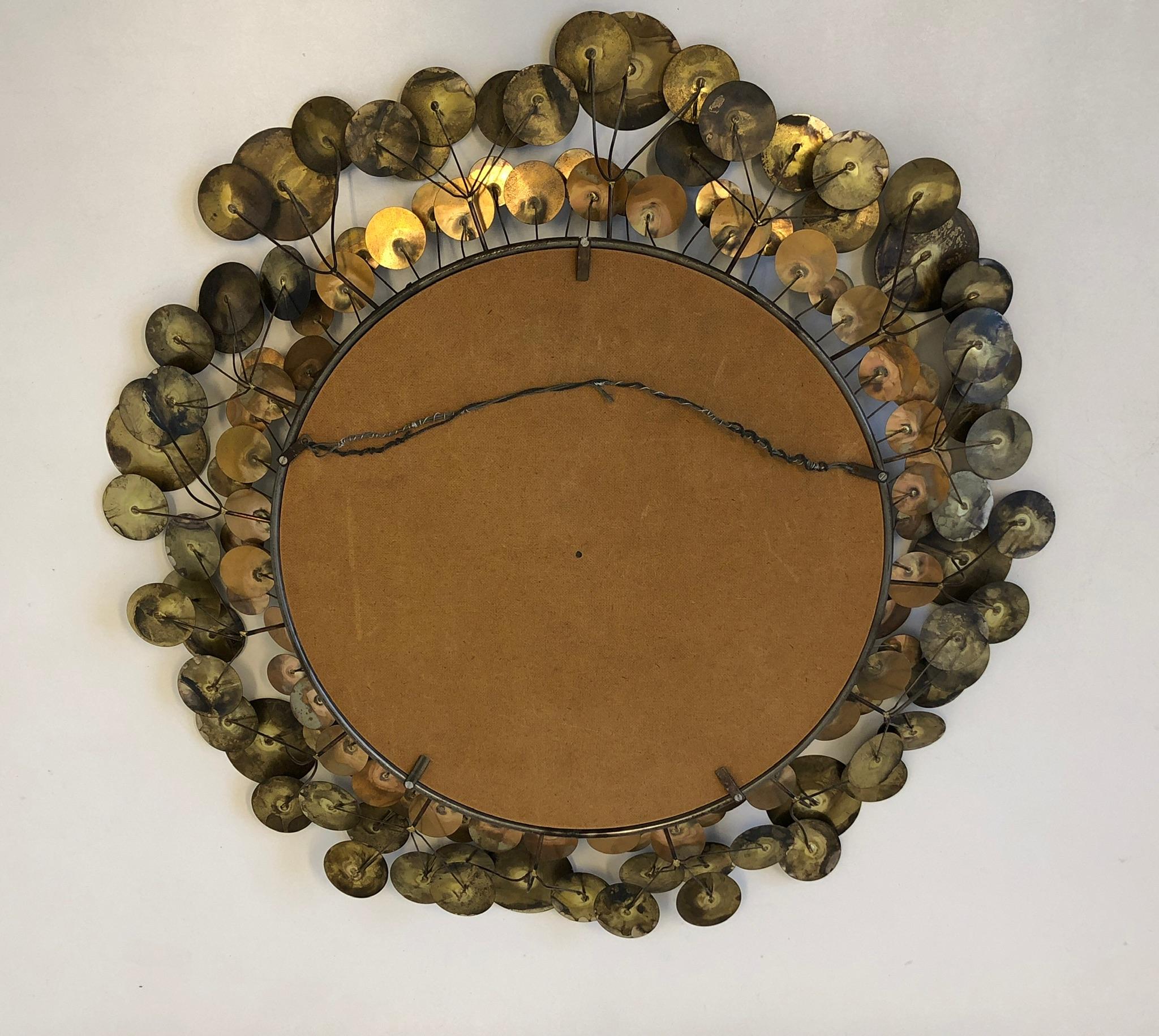 Brass and Copper “Raindrops” Mirror by Curtis Jeré 4