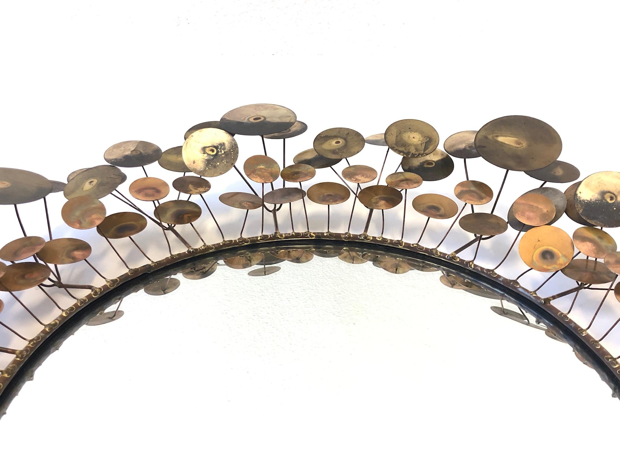 Brass and Copper “Raindrops” Mirror by Curtis Jeré 3