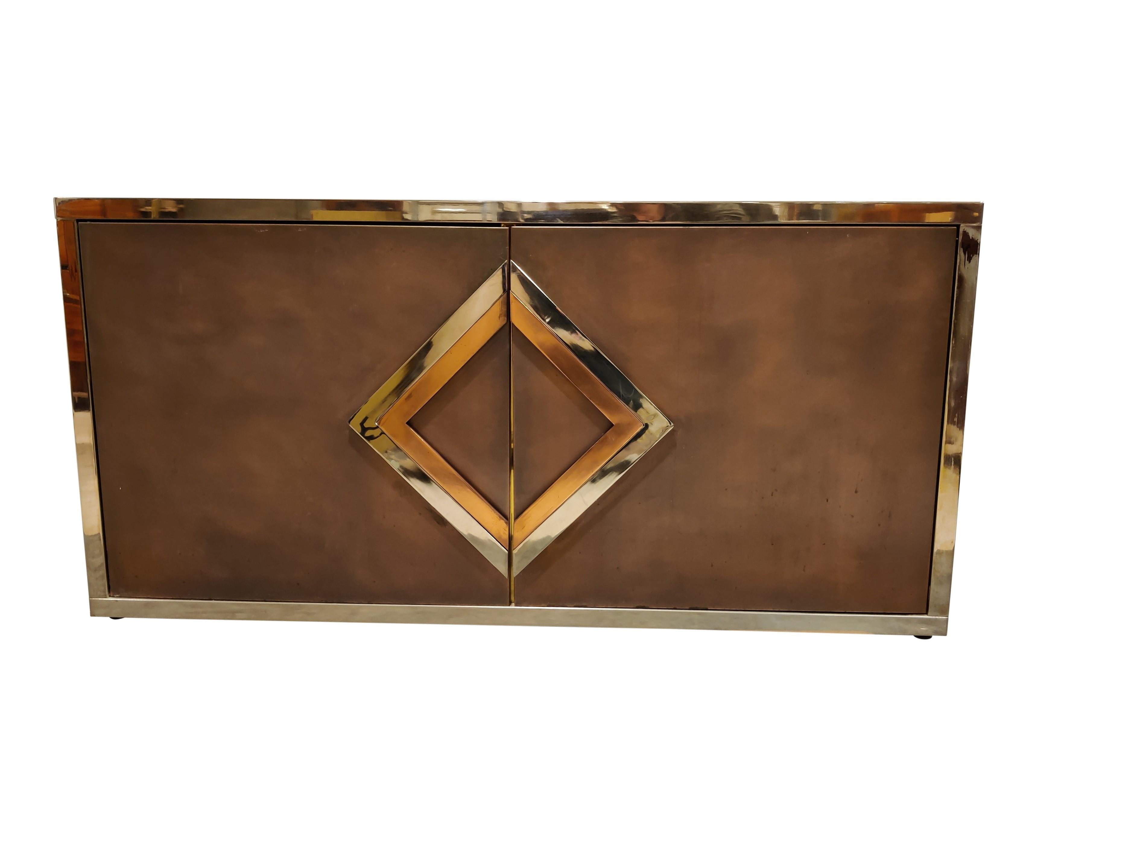 Hollywood Regency Brass and Copper Sideboard by Maison Jansen, 1970s
