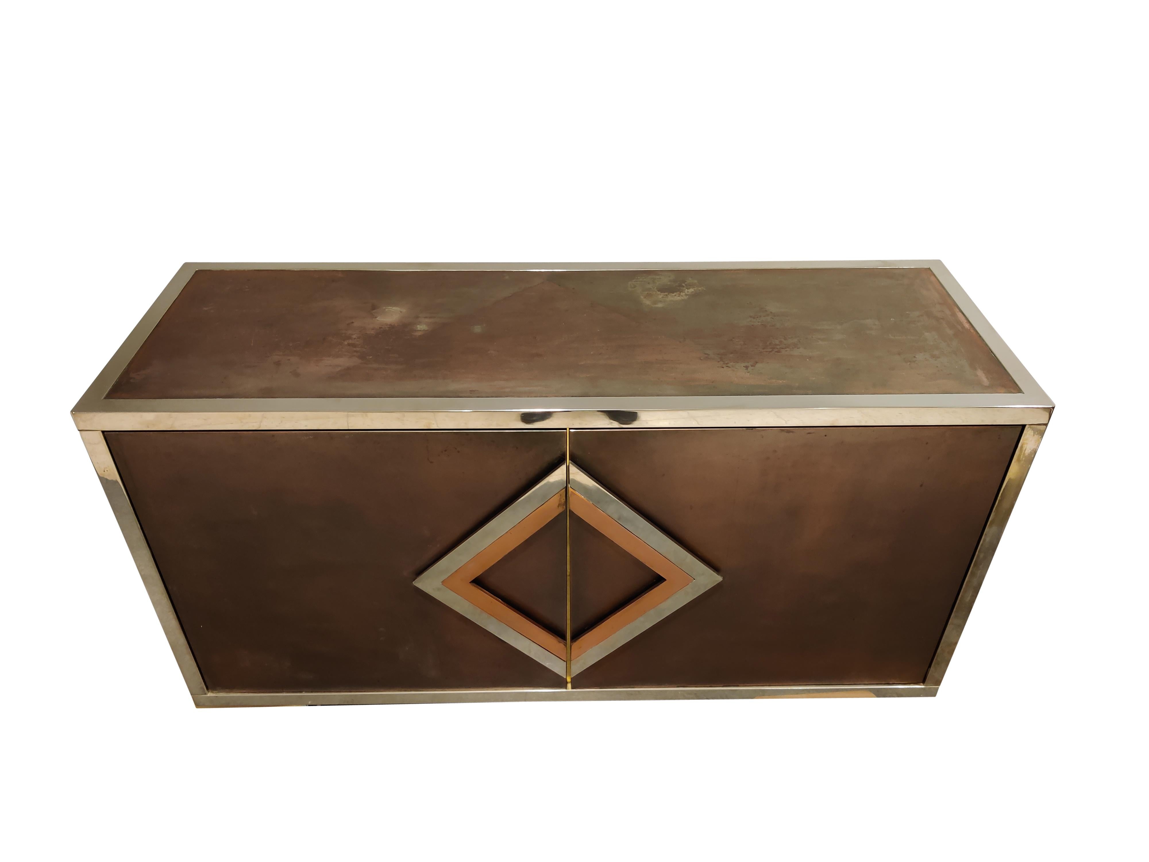 Brass and Copper Sideboard by Maison Jansen, 1970s 1