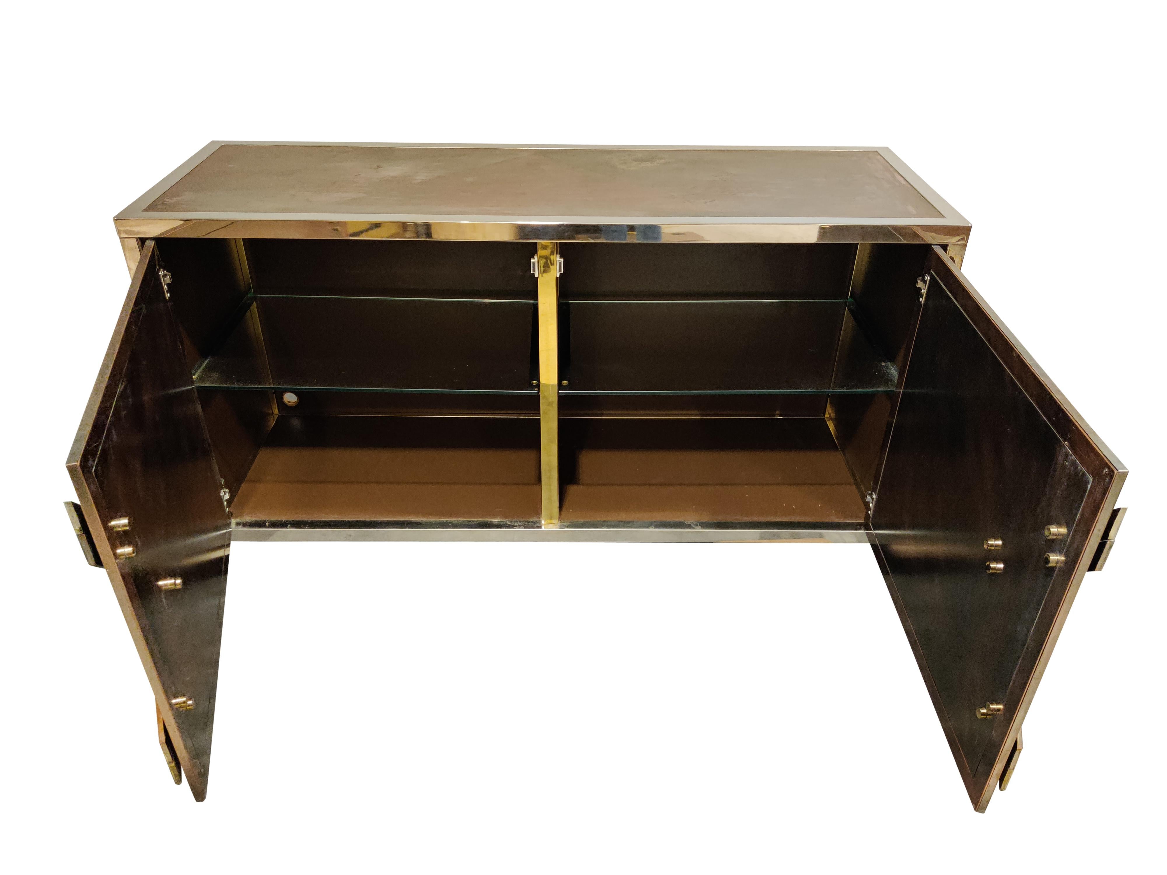 Brass and Copper Sideboard by Maison Jansen, 1970s 2