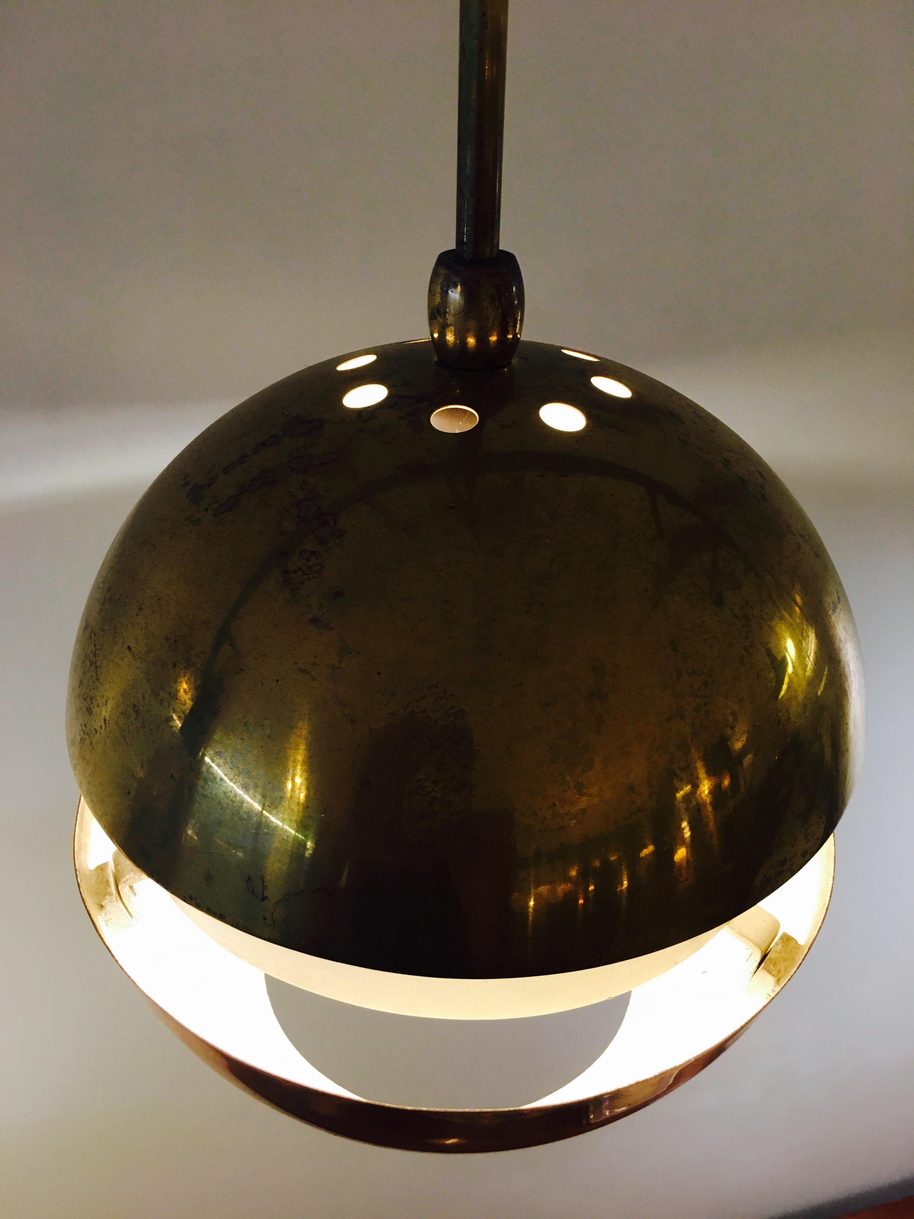 Scandinavian Modern Brass and Copper Spherical/Globe Shape Pendants For Sale