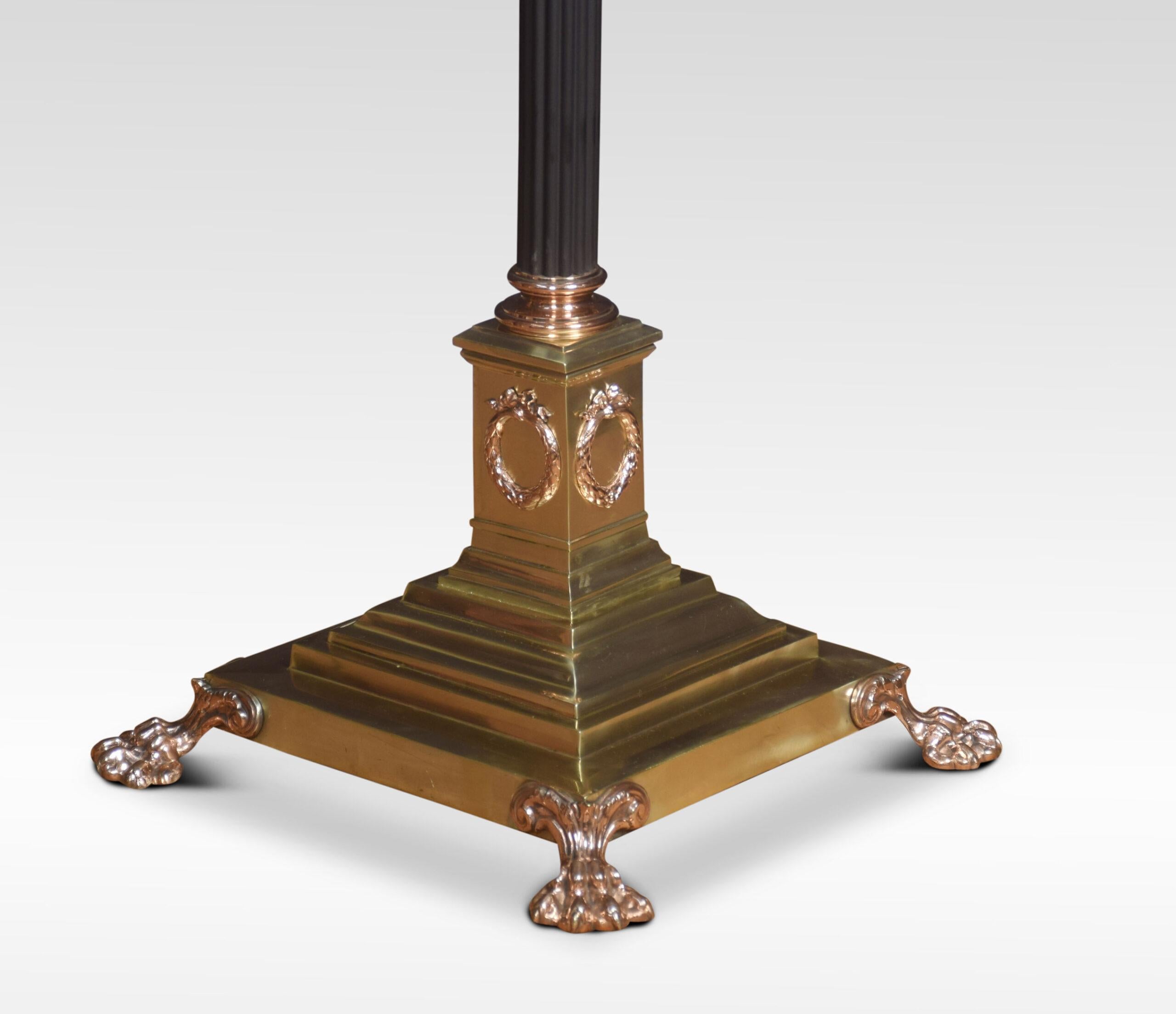 British Brass and Copper Standard Lamp For Sale