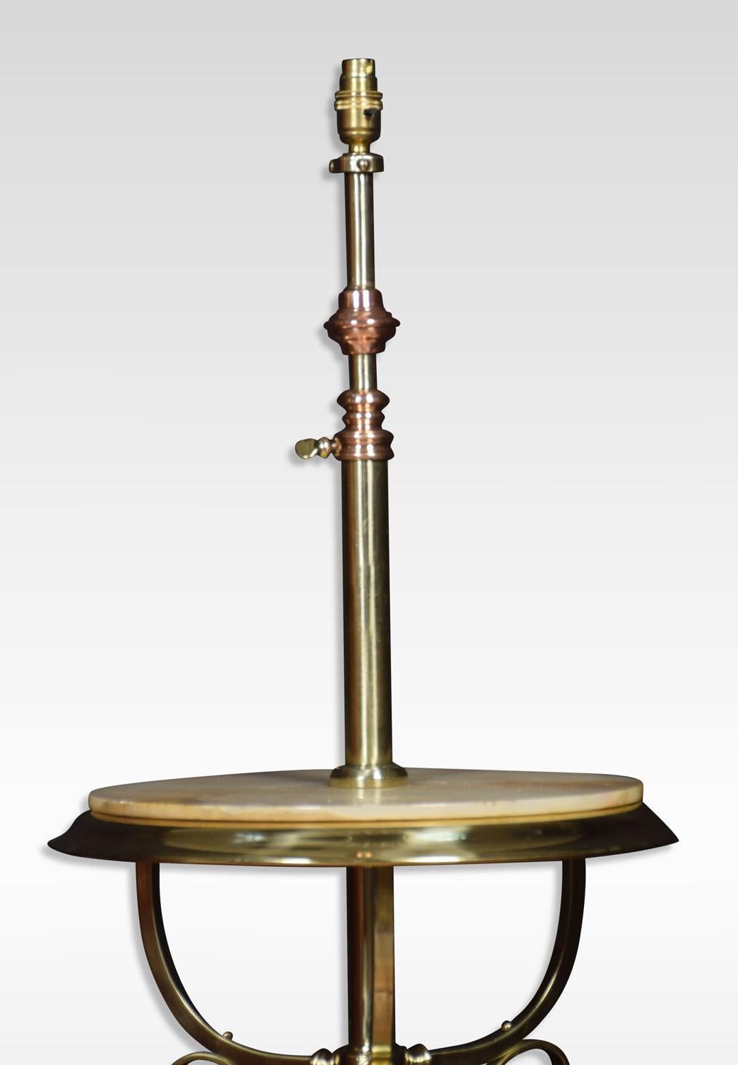 British Brass and Copper Standard Lamp in the Manner of W.A.S. Benson