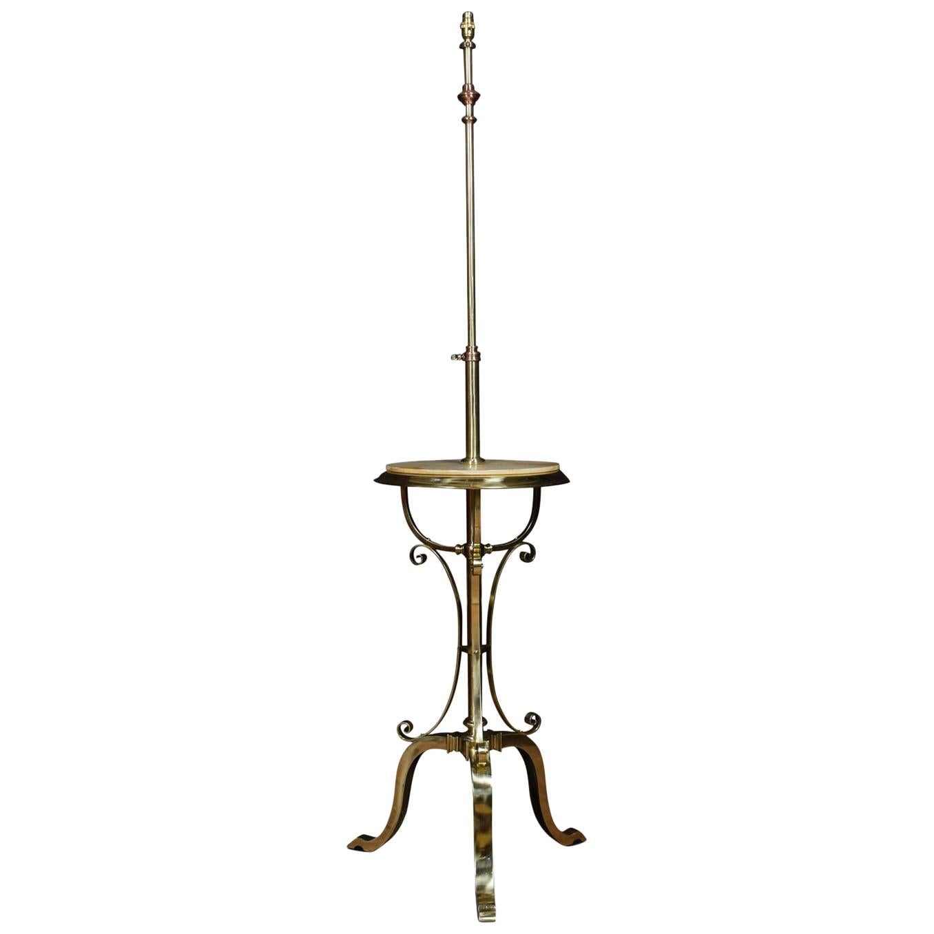Brass and Copper Standard Lamp in the Manner of W.A.S. Benson