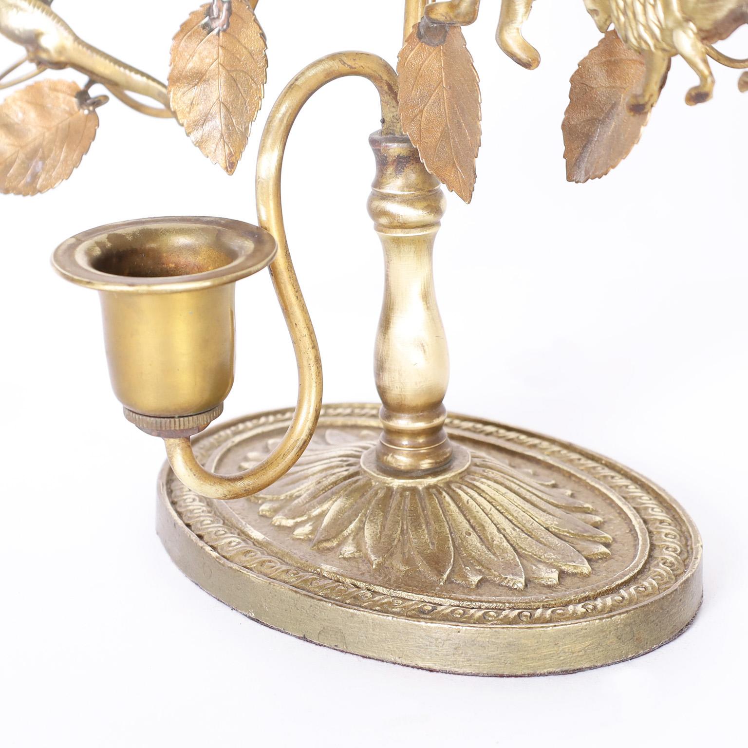20th Century Brass and Copper Tree of Life Candle Stand