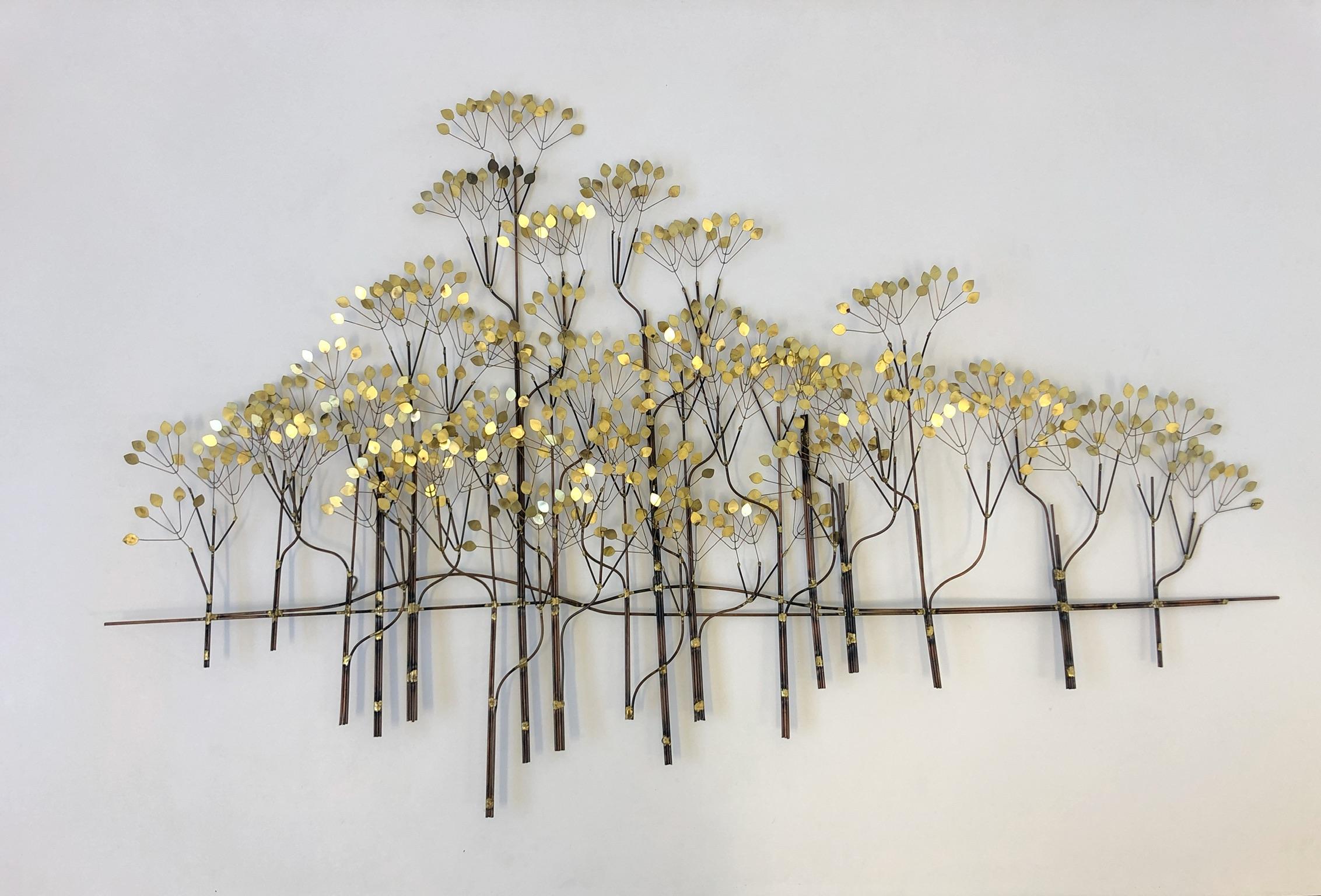 Brass and Copper Trees Wall Sculpture by Curtis Jeré 2