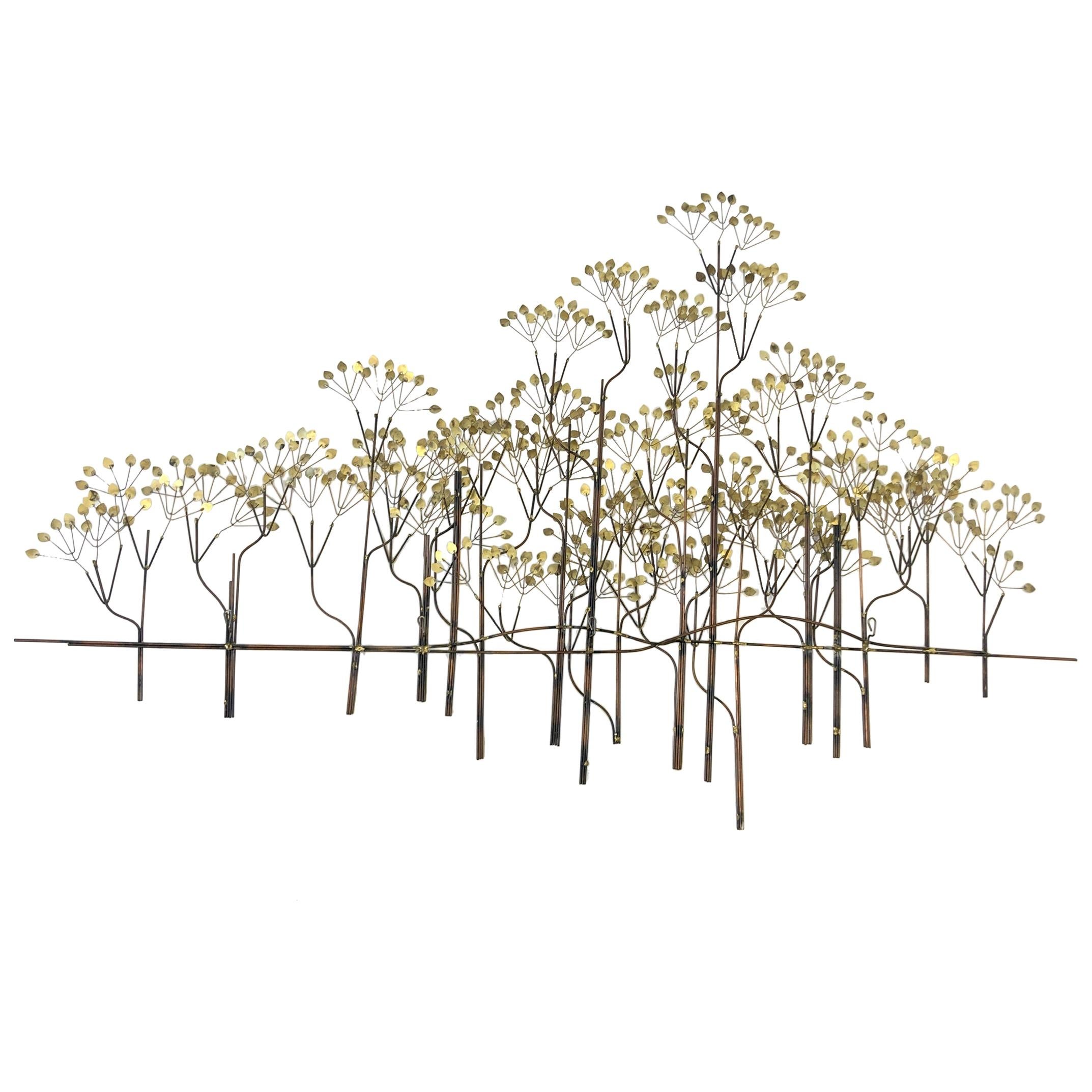 Brass and Copper Trees Wall Sculpture by Curtis Jeré