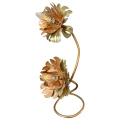 Brass and Copper Vintage Italian Flowers Table Lamp, 1950s