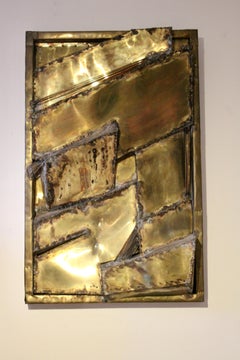 Scultura da parete in ottone e rame datata 1977 New York e firmata