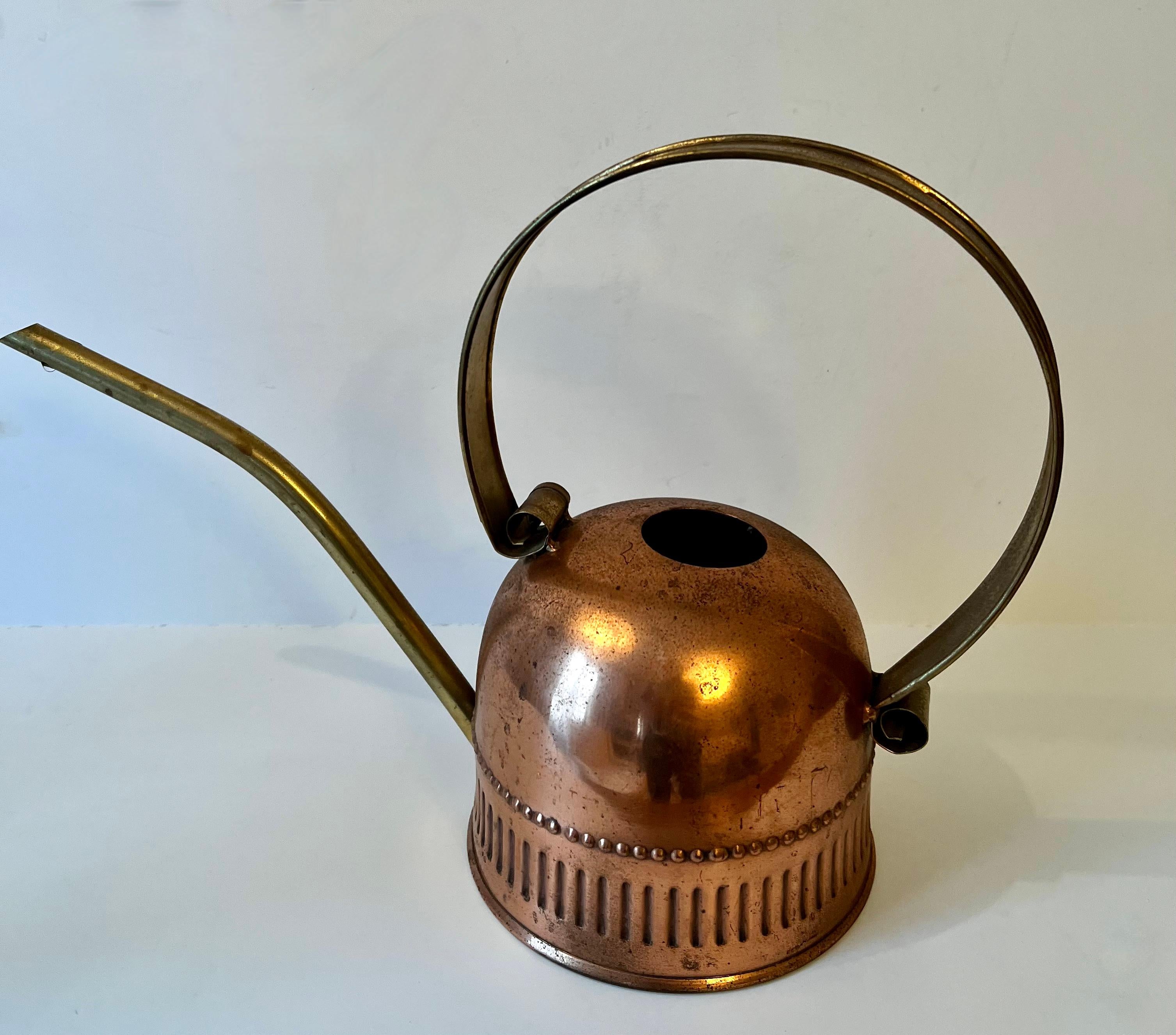 Mid-Century Modern Brass and Copper Watering Can For Sale