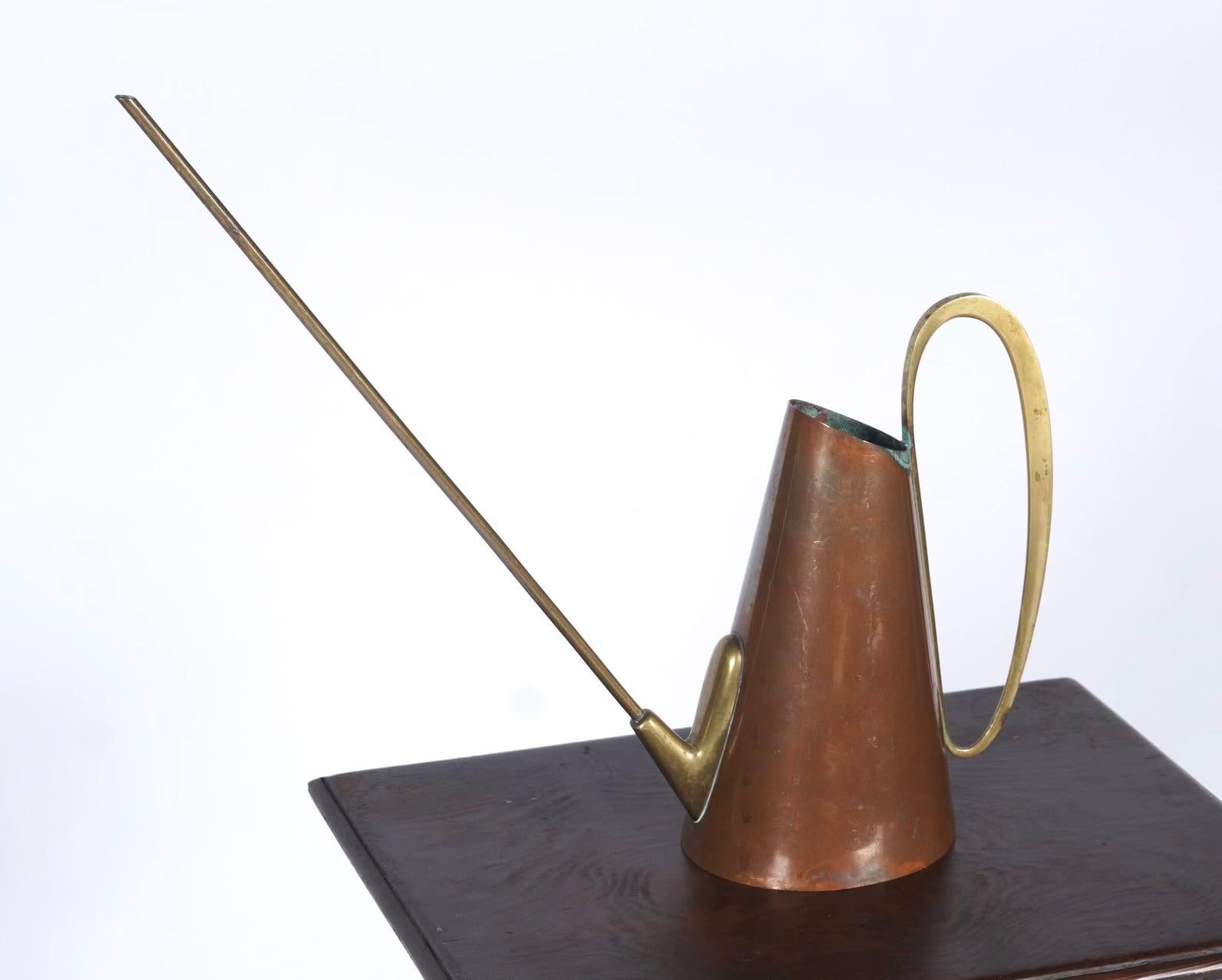 Scandinavian Modern Brass and Copper Watering Can marked Illums Bolighus attributed to Carl Aubock
