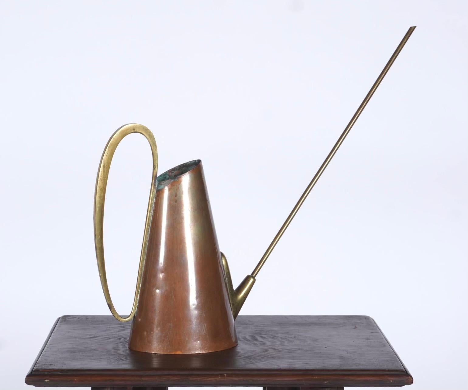 Hand-Crafted Brass and Copper Watering Can marked Illums Bolighus attributed to Carl Aubock