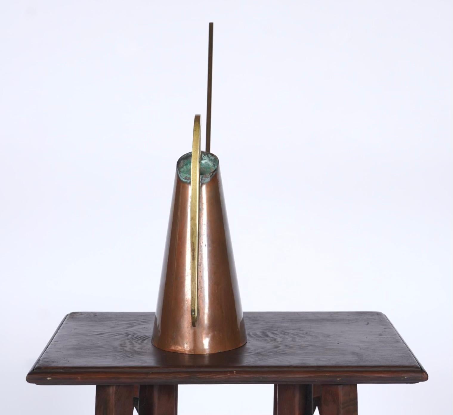 Brass and Copper Watering Can marked Illums Bolighus attributed to Carl Aubock In Good Condition In Oakland, CA