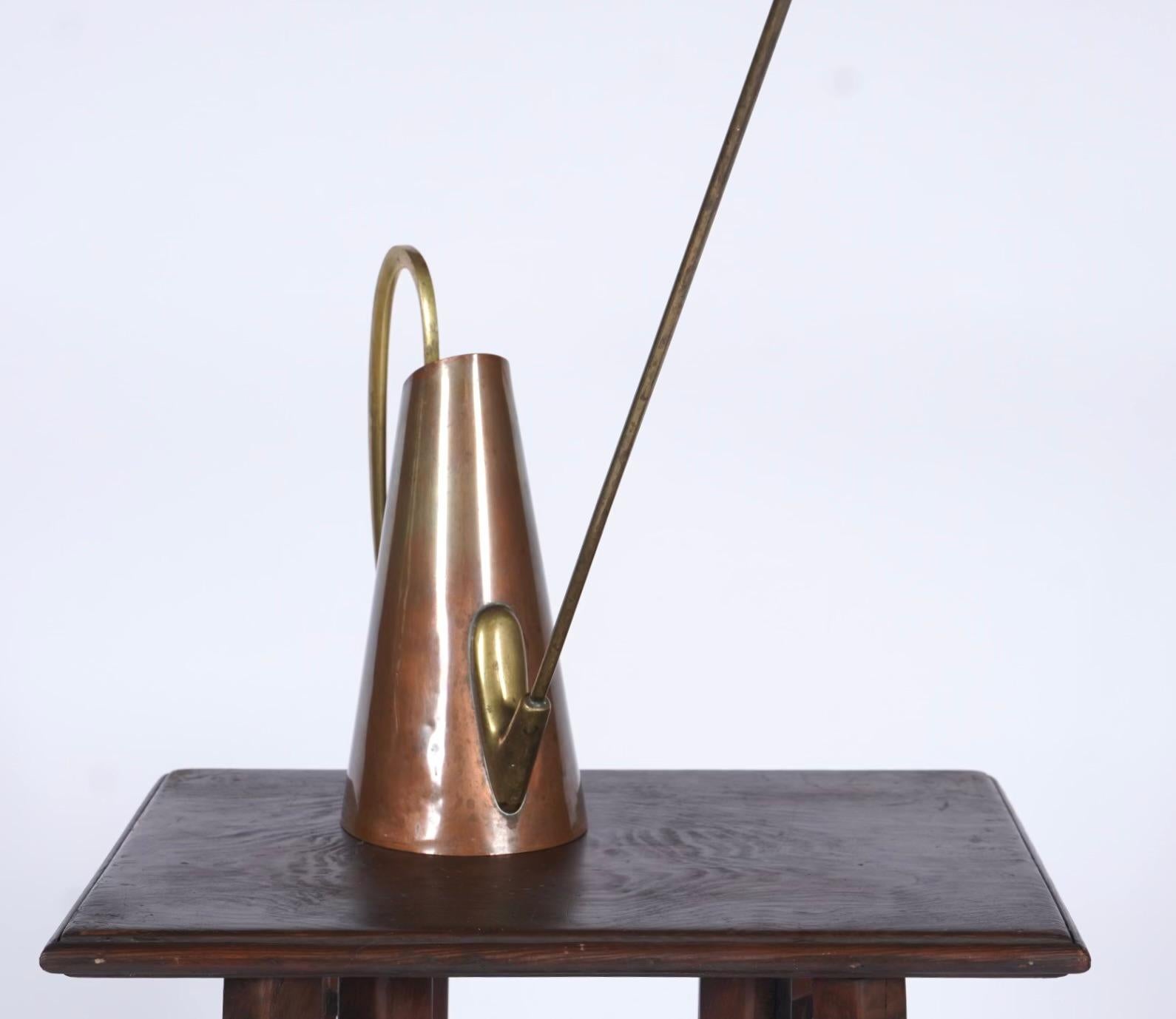 Brass and Copper Watering Can marked Illums Bolighus attributed to Carl Aubock 1
