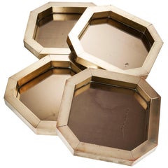 Brass and Coppered Mirror Hexagonal Trinket Tray Designed by Hartwig Bullerdieck