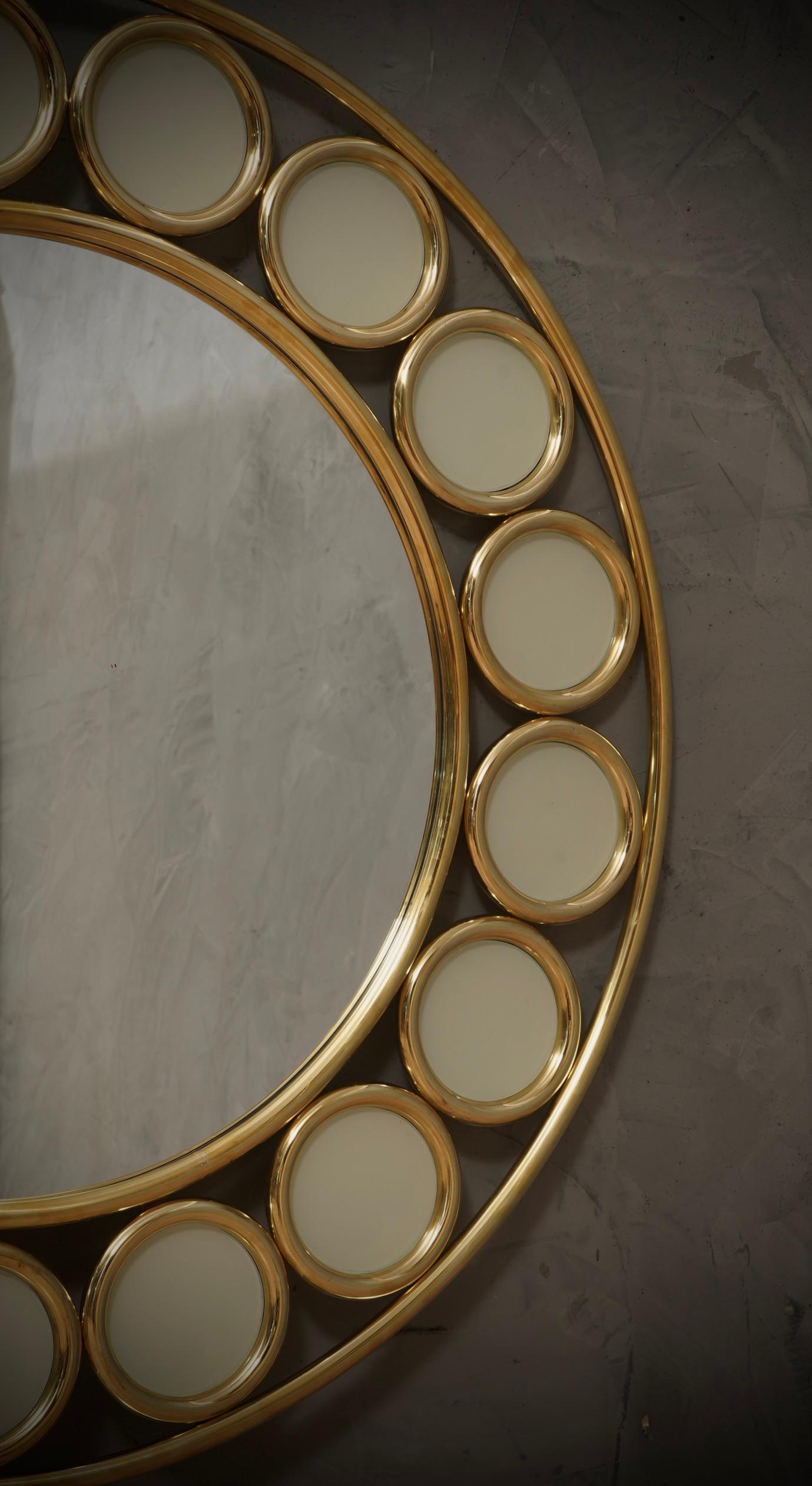 Brass and Cream Glass Console / Wall Mirror, 2000 For Sale 1