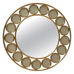 Brass and Cream Glass Console / Wall Mirror, 2000