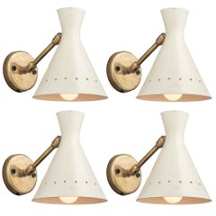 Brass and Cream Wall Sconce, Italy, circa 1950 Brass and Cream Wall Sconce, Italy, circa 1950