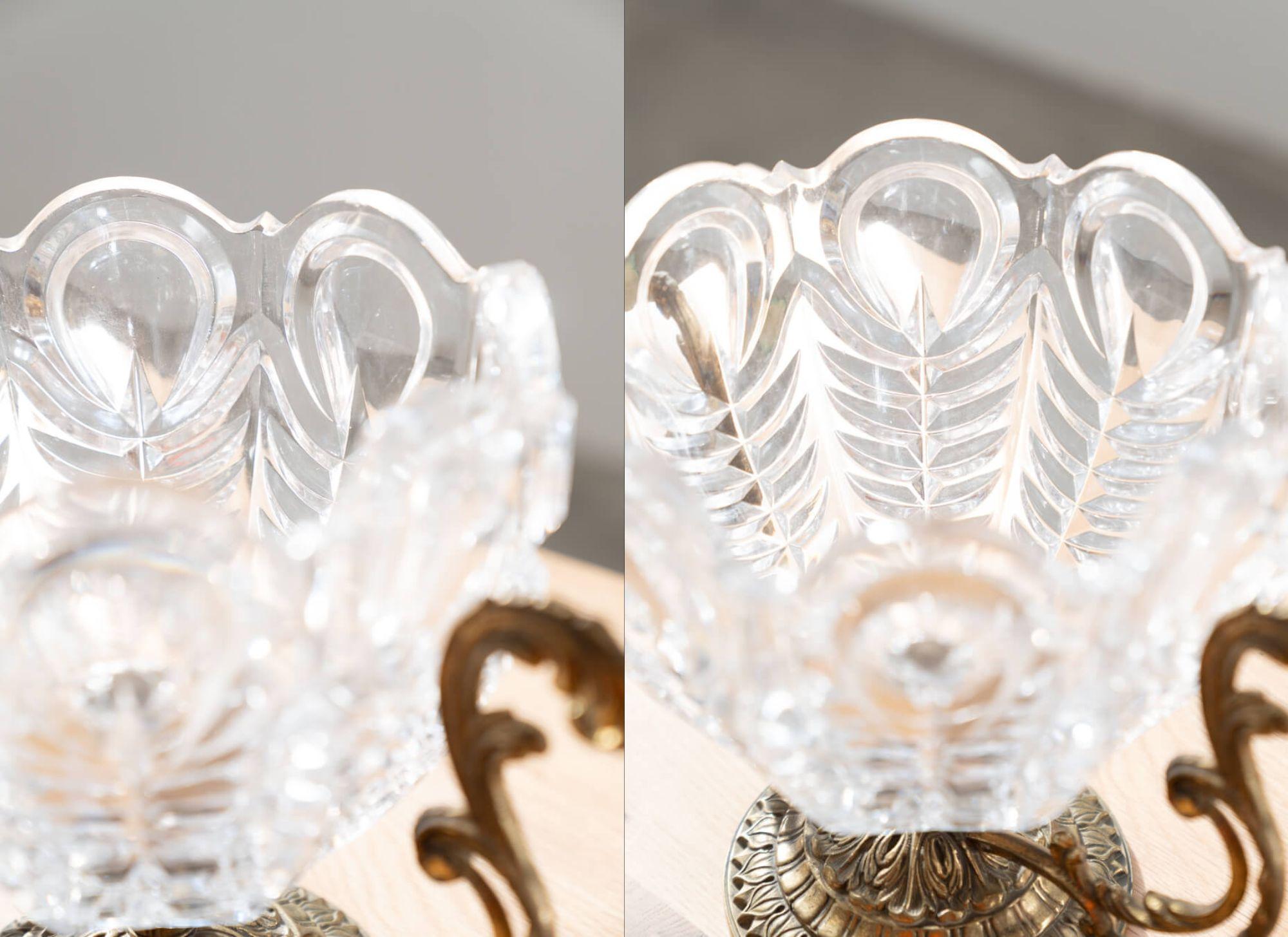 Brass and Crystal Centerpiece Vase - 1950s In condizioni buone in vendita a Manzano, IT