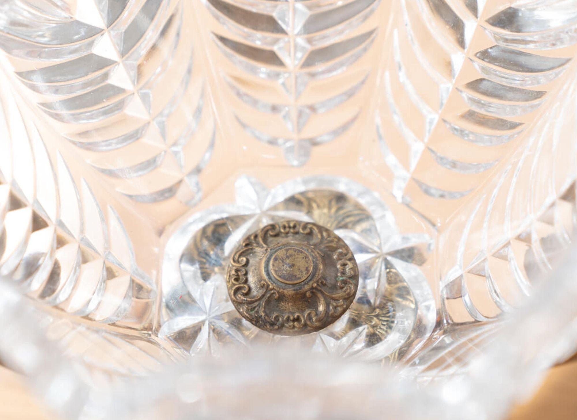 Brass and Crystal Centerpiece Vase - 1950s in vendita 1