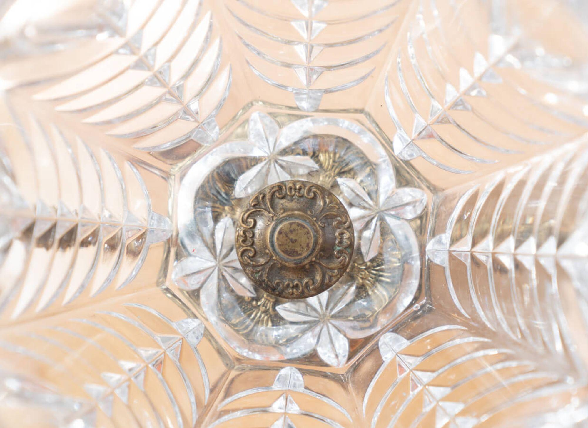 Brass and Crystal Centerpiece Vase - 1950s in vendita 2