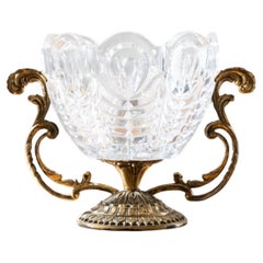Brass and Crystal Centerpiece Vase - 1950s