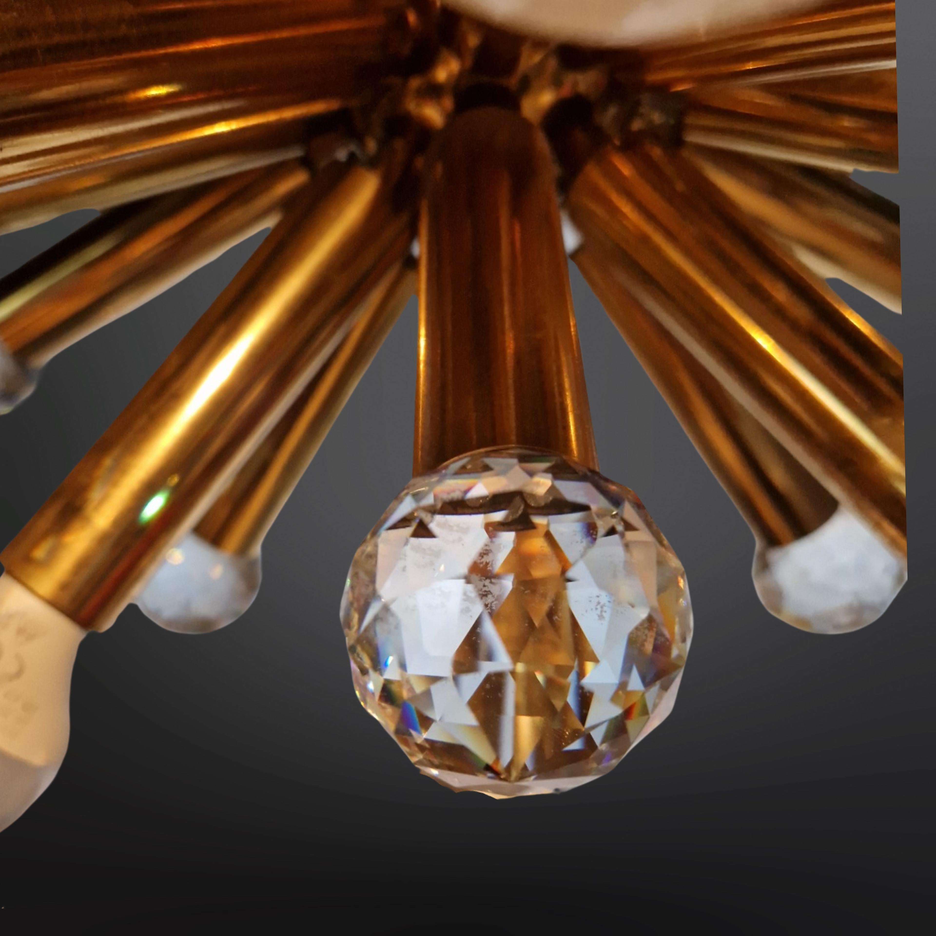 Brass and crystal chandelier by Ernst Palme, Germany 1960s For Sale 6