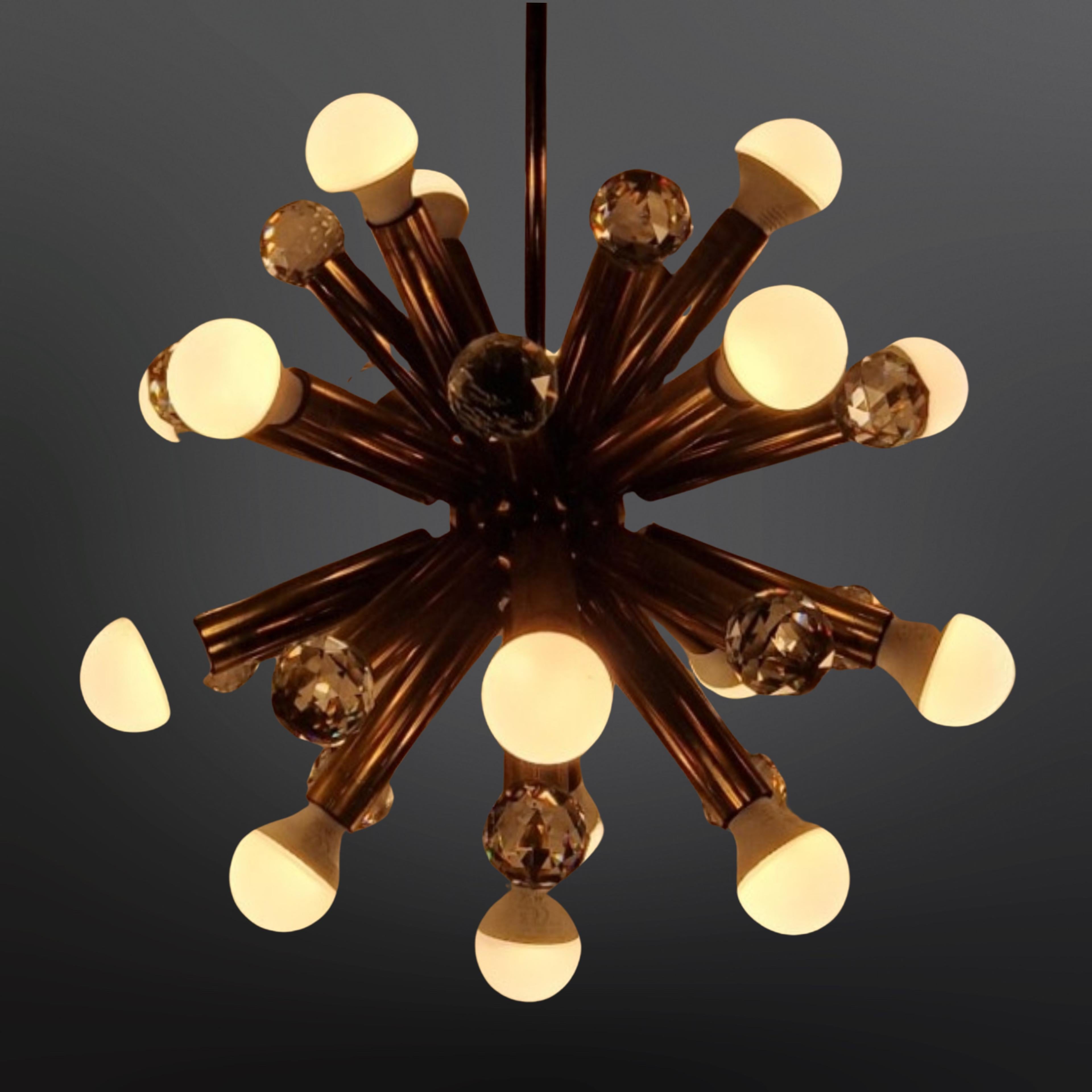 20th Century Brass and crystal chandelier by Ernst Palme, Germany 1960s For Sale