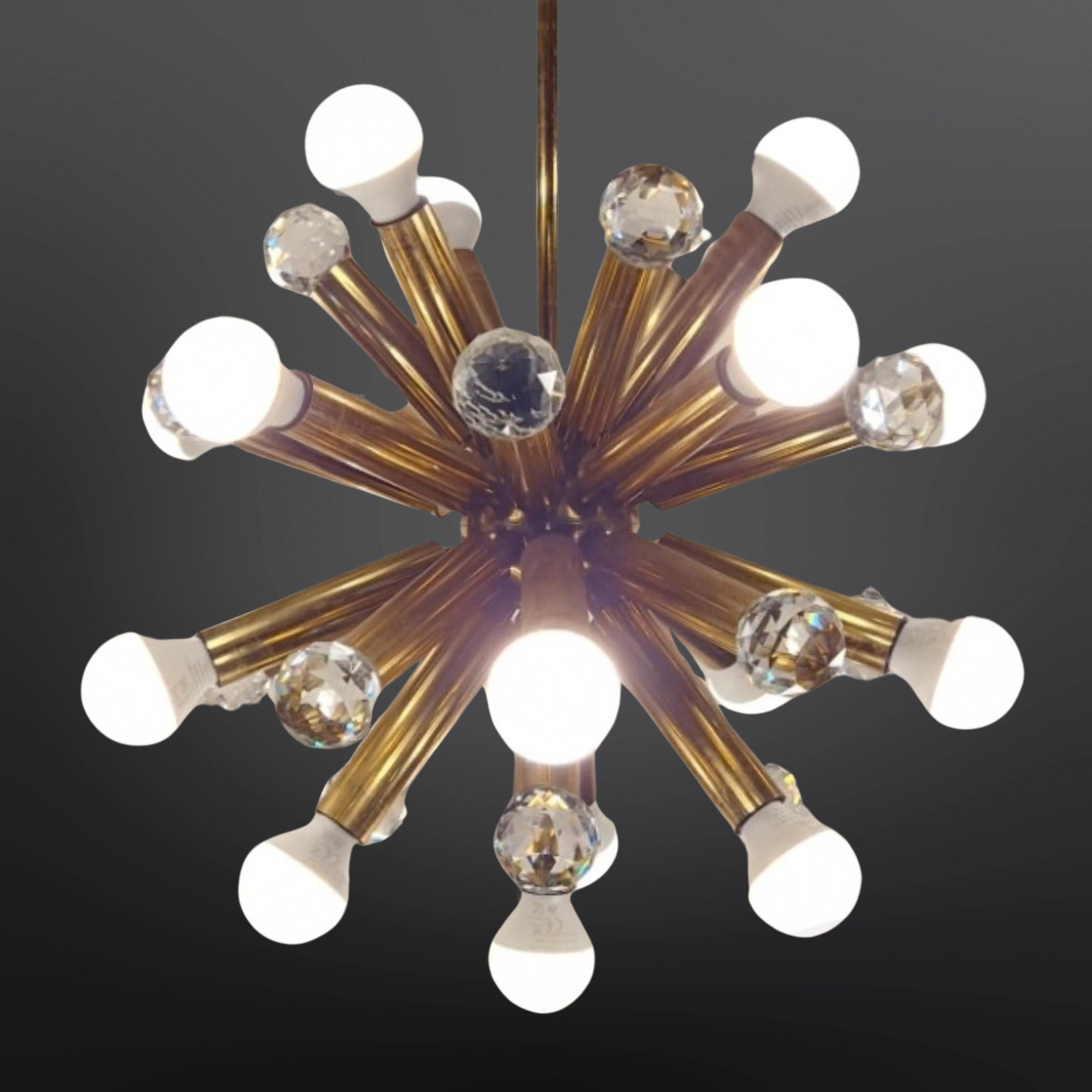 Brass and crystal chandelier by Ernst Palme, Germany 1960s For Sale 2