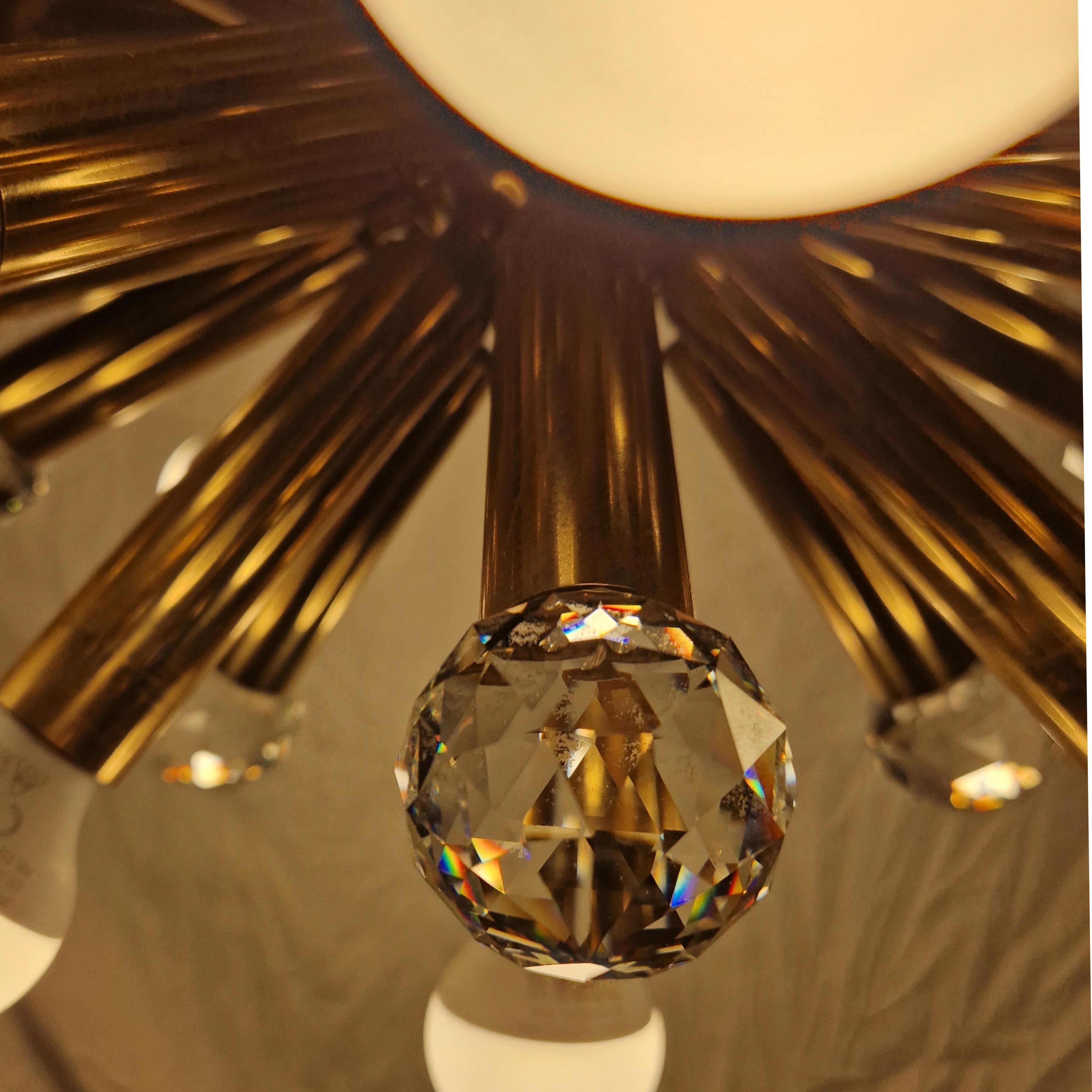 Brass and crystal chandelier by Ernst Palme, Germany 1960s For Sale 3