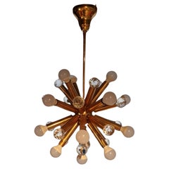 Retro Brass and crystal chandelier by Ernst Palme, Germany 1960s