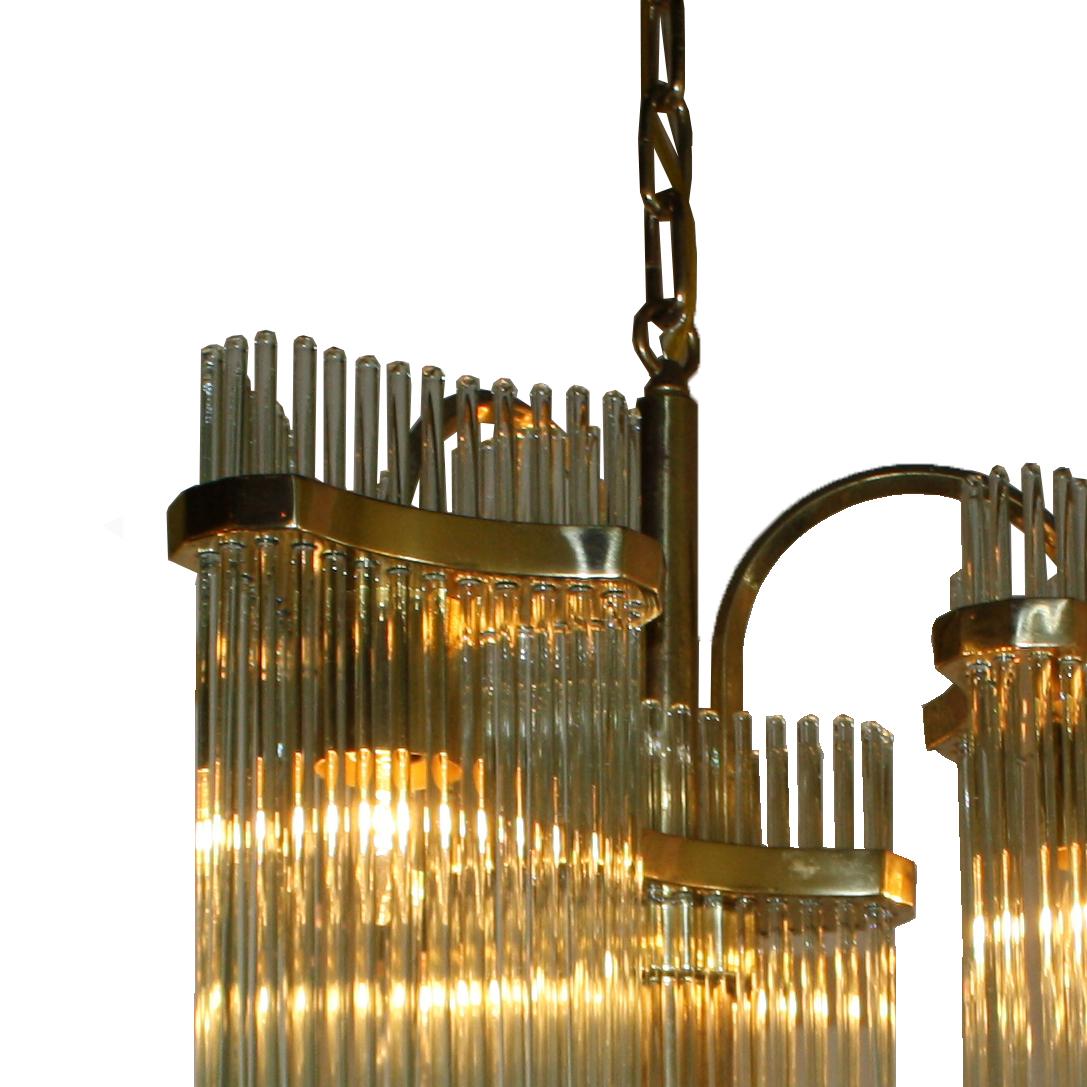 Brass and crystal chandelier, circa 1960.