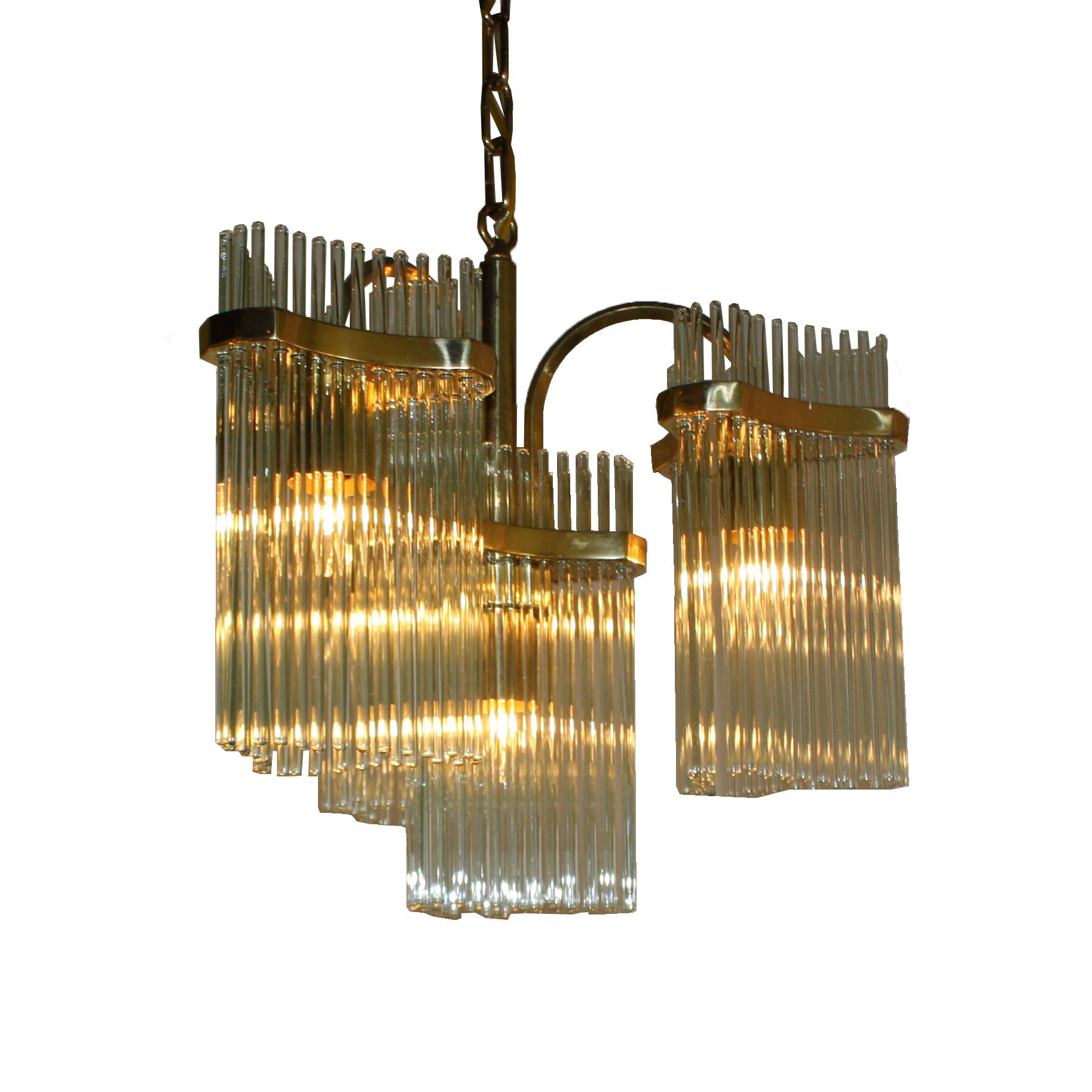 Brass and Crystal Chandelier, circa 1960 1