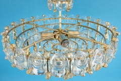 Brass and Crystal Chandelier, Sciolari Design by Palwa, Germany, 1970s