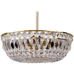 Lampadario in ottone e cristallo Vienna, anni '60 circa