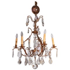 Brass and Crystal Eight-Light Chandelier