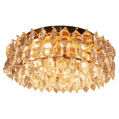 Vienna Bakalowits & Sons Large Flush Mount Chandelier Cristal et laiton