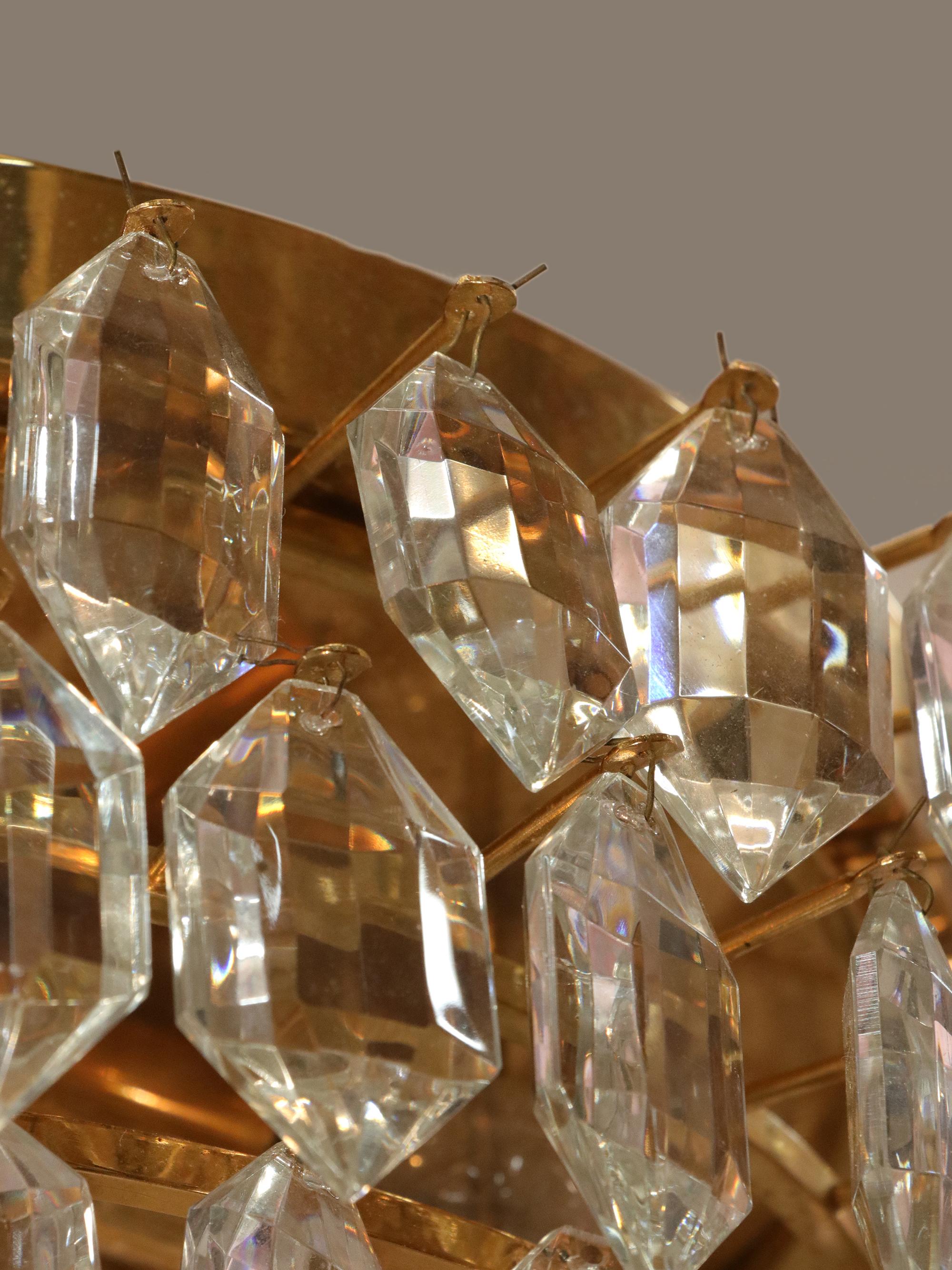 brass crystal flush mount light