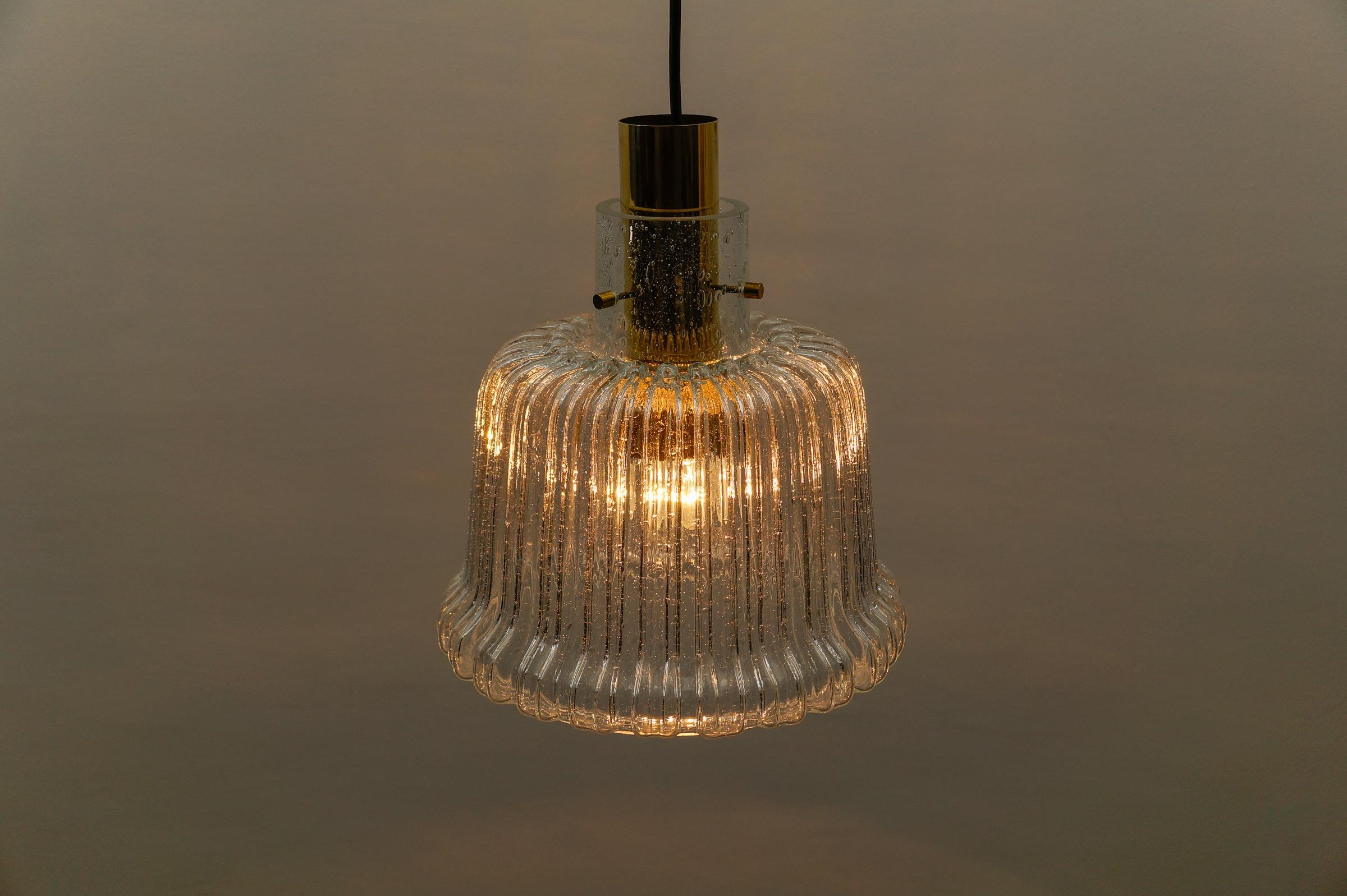 Brass and Crystal Glass Ceiling Lamp by Limburg, Germany 1960s For Sale 5