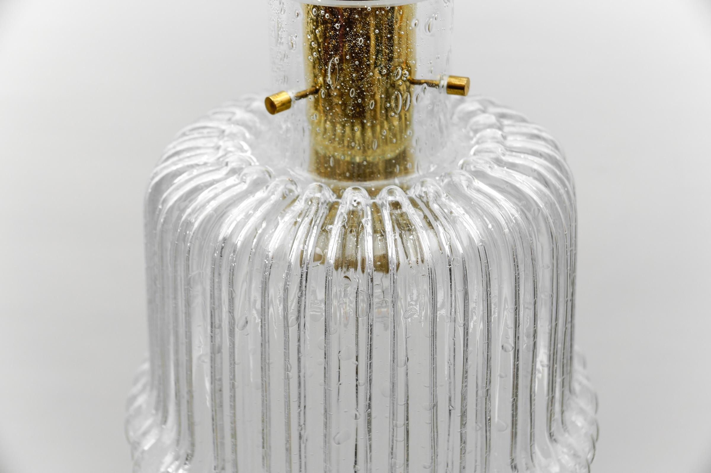Brass and Crystal Glass Ceiling Lamp by Limburg, Germany 1960s For Sale 6
