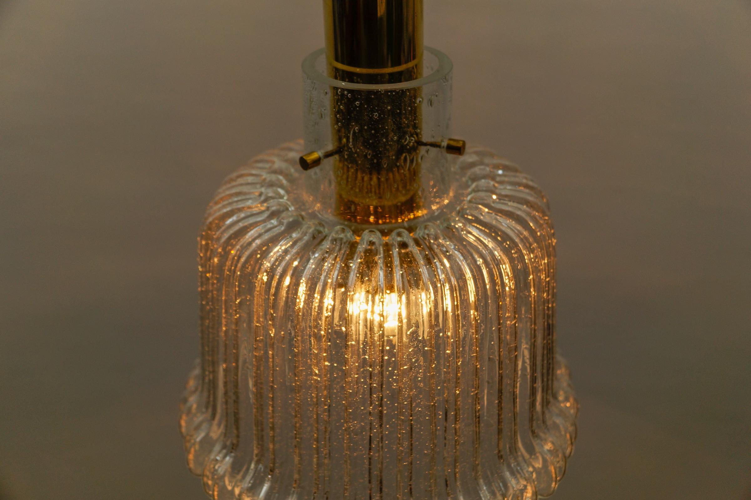 Brass and Crystal Glass Ceiling Lamp by Limburg, Germany 1960s For Sale 7