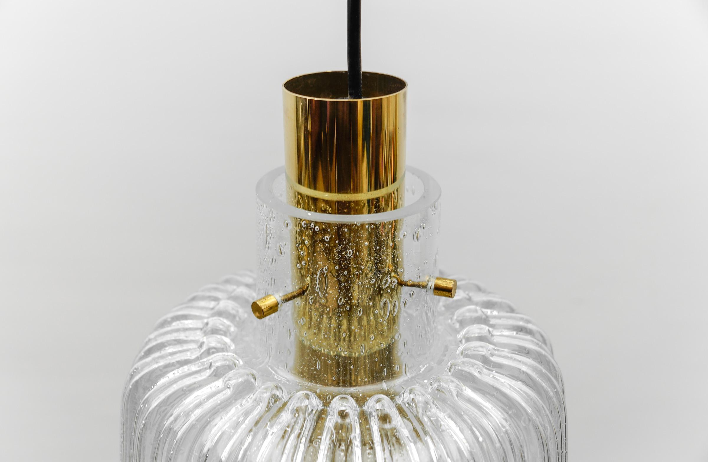 Brass and Crystal Glass Ceiling Lamp by Limburg, Germany 1960s For Sale 8
