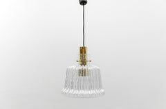 Brass and Crystal Glass Ceiling Lamp by Limburg, Germany 1960s