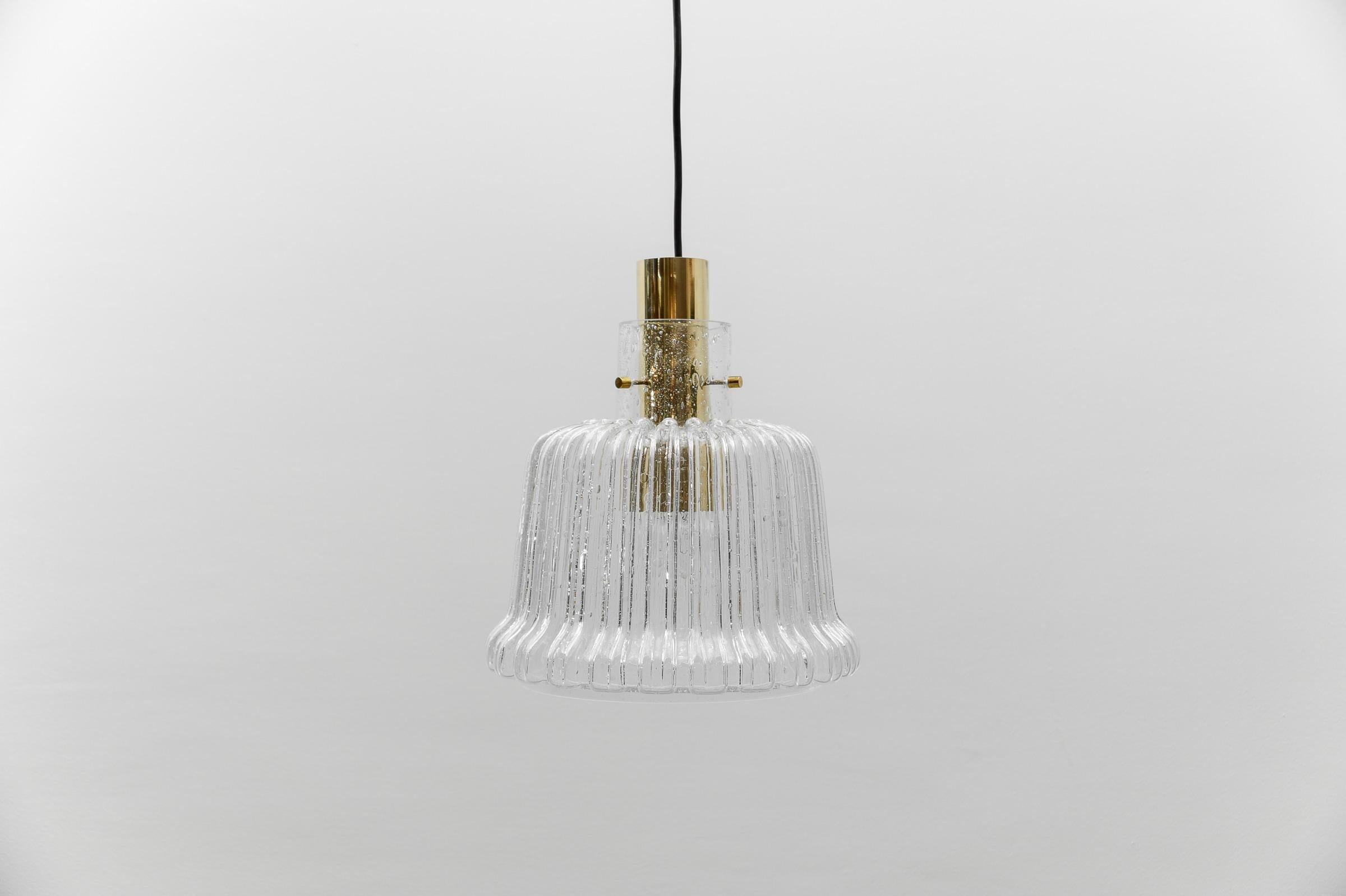 Brass and Crystal Glass Ceiling Lamp by Limburg, Germany 1960s In Good Condition For Sale In Nürnberg, Bayern