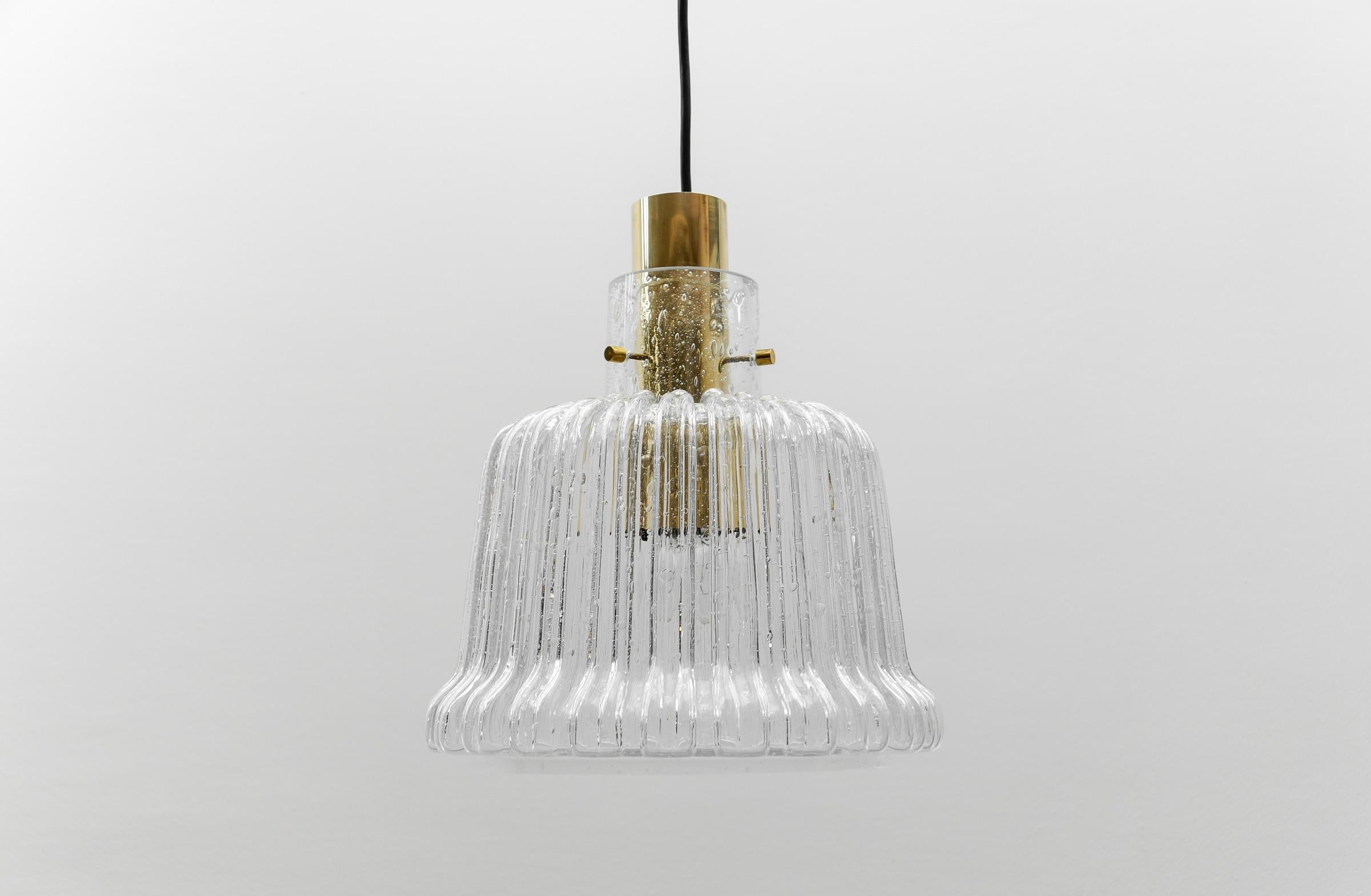Brass and Crystal Glass Ceiling Lamp by Limburg, Germany 1960s For Sale 1