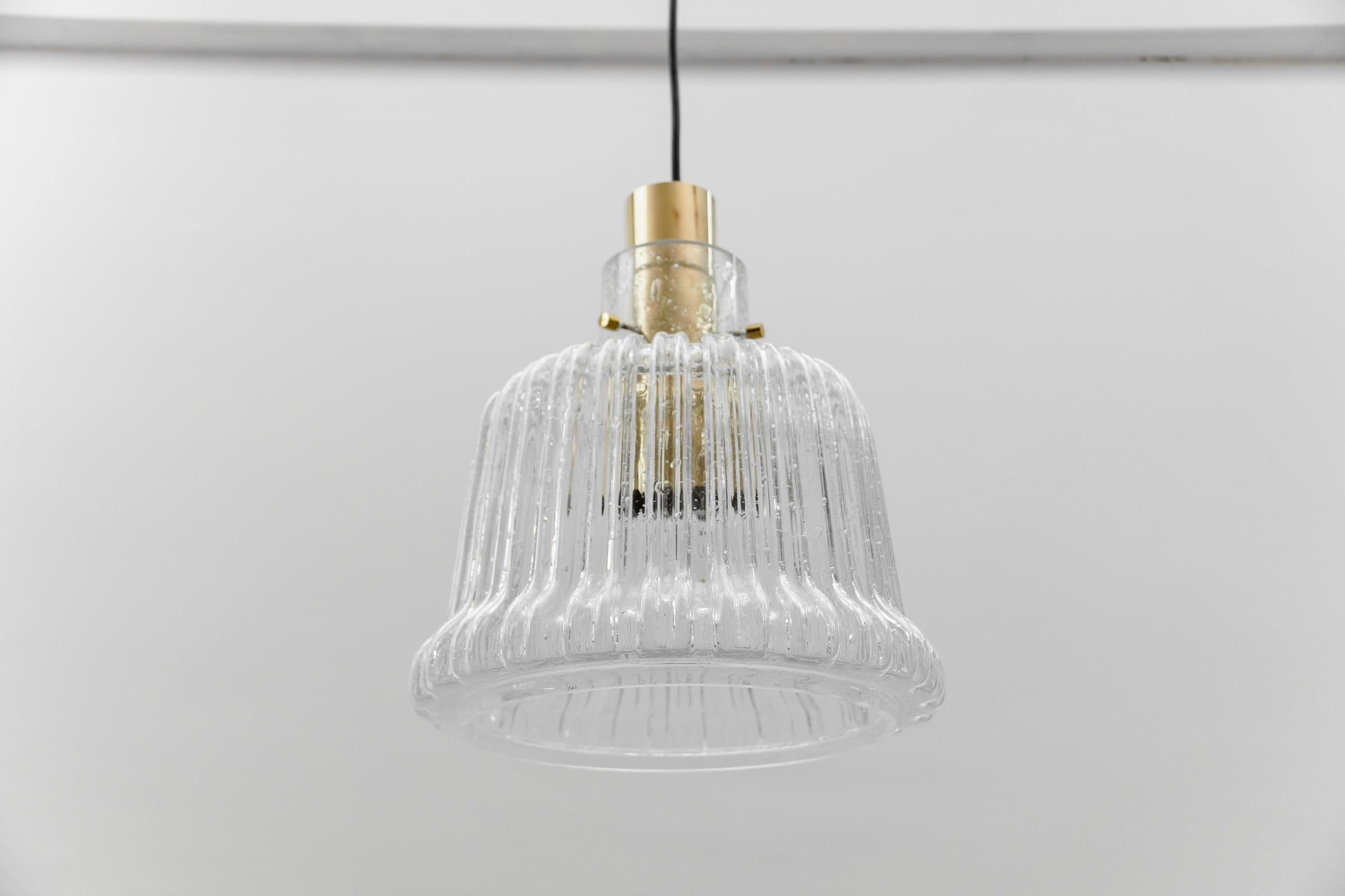 Brass and Crystal Glass Ceiling Lamp by Limburg, Germany 1960s For Sale 2